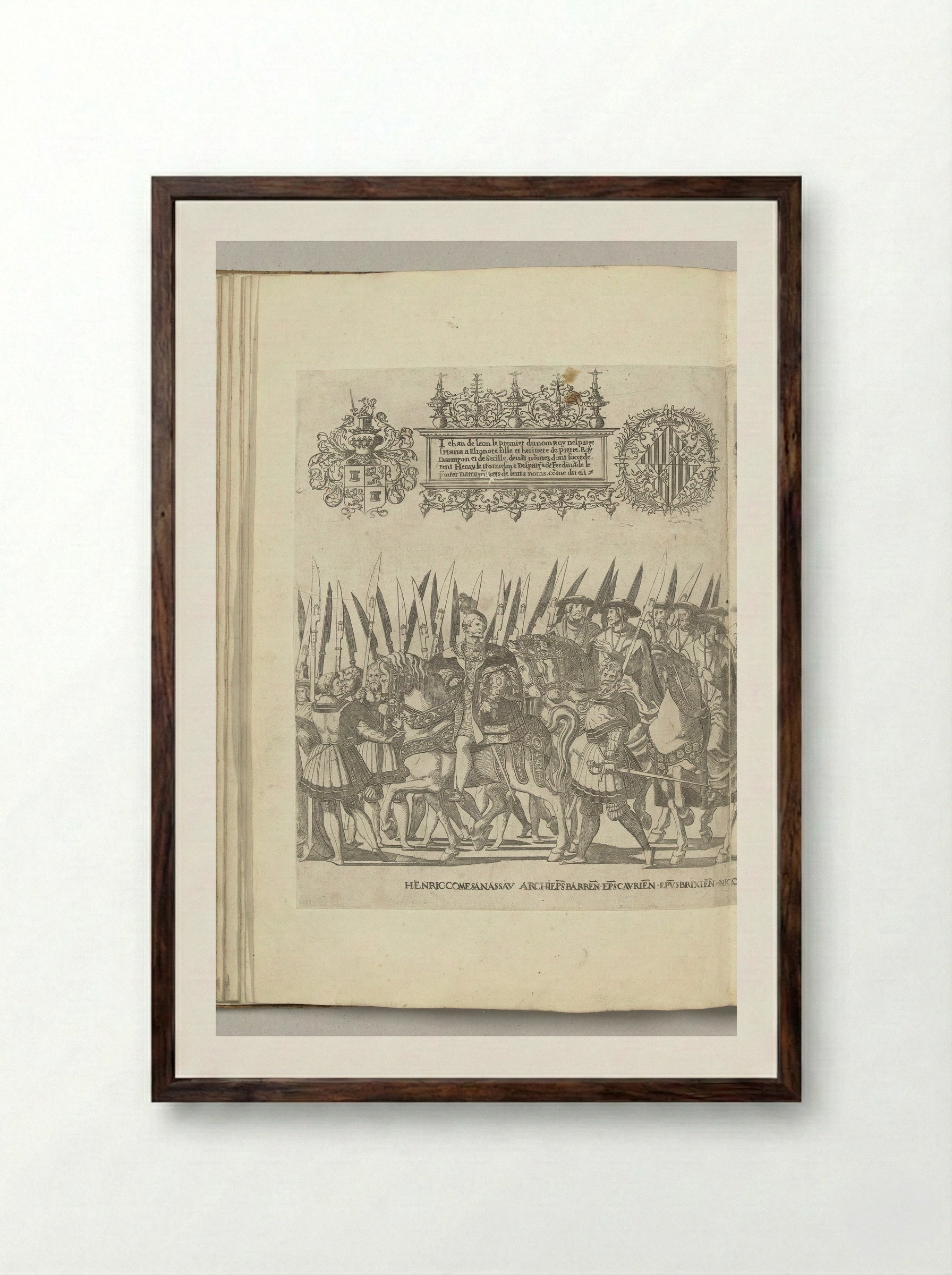 Hendrik III van Nassau-Breda, plate FF - Nicolaas Hogenberg - Framed Print Dark Wood