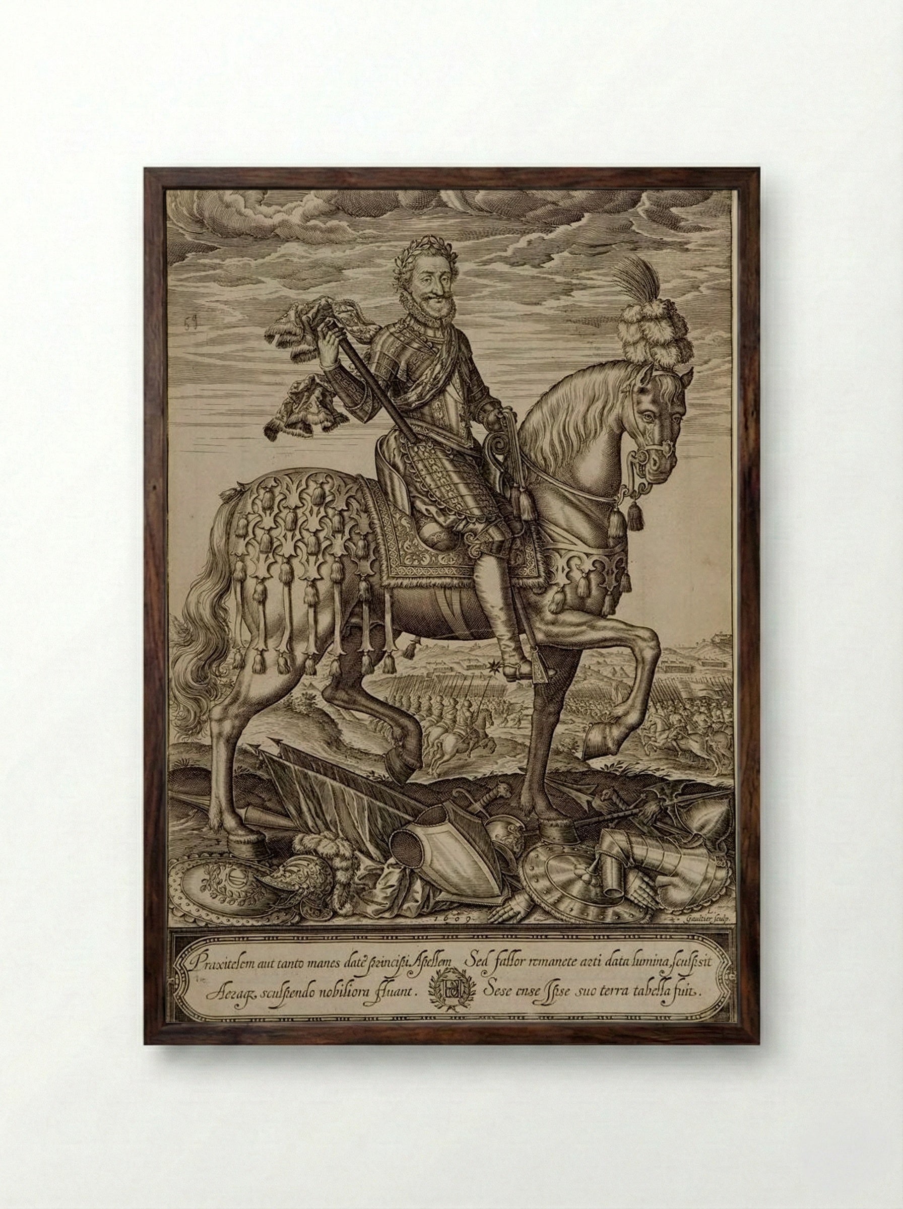 Henri IV on Horseback - Léonard Gaultier - Framed Print Dark Wood