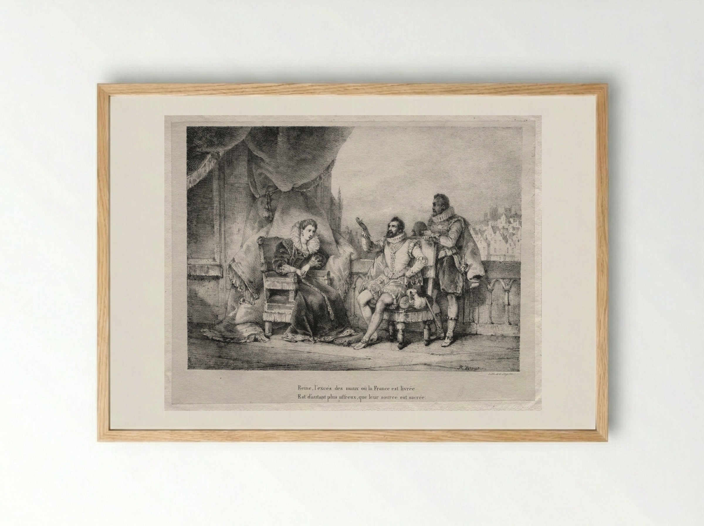 Henri IV with Queen Elizabeth - Horace Vernet - Framed Print Wood