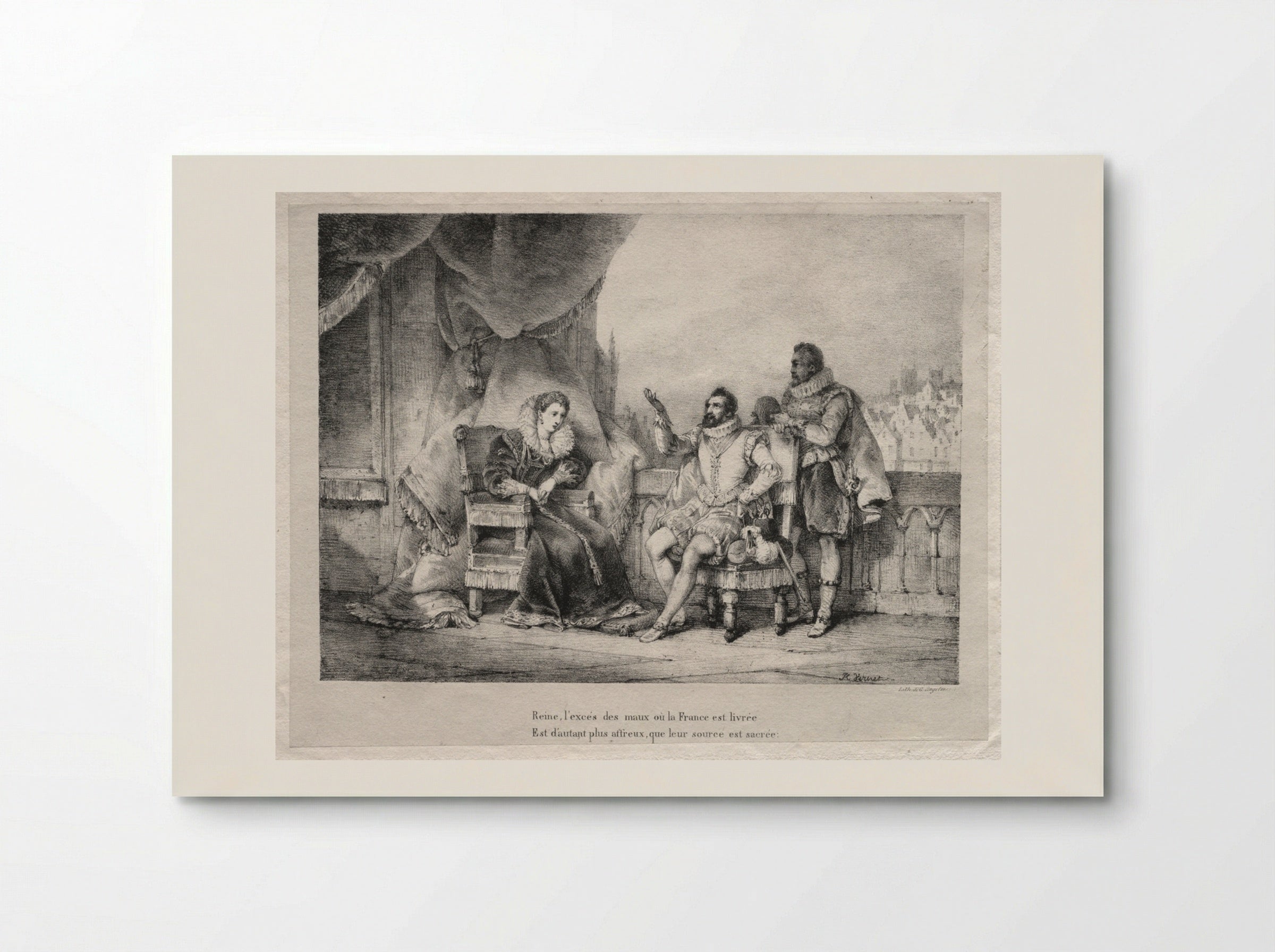 Henri IV with Queen Elizabeth - Horace Vernet - Poster