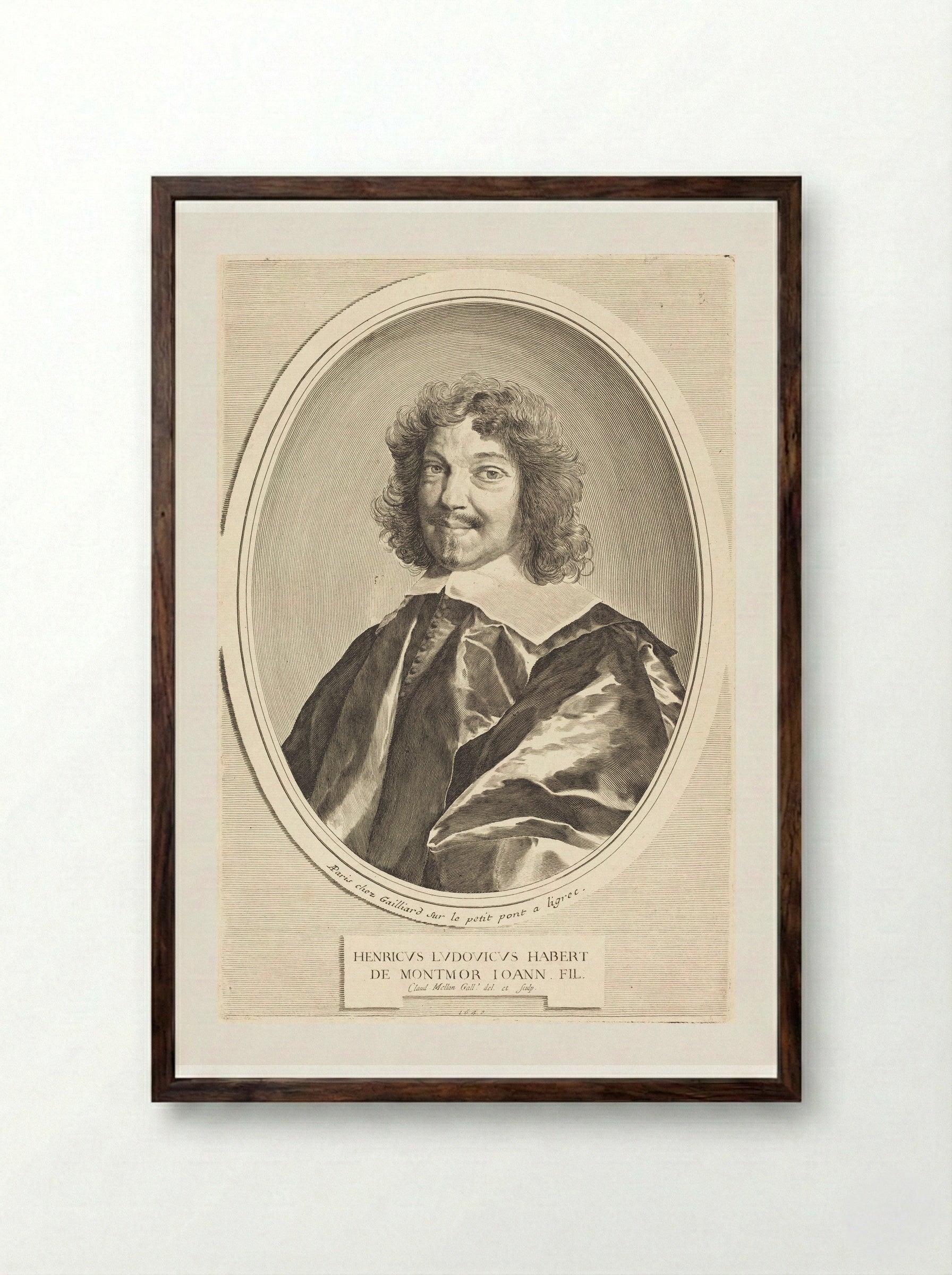 Henri-Louis Habert de Montmor - Claude Mellan - Framed Print Dark Wood