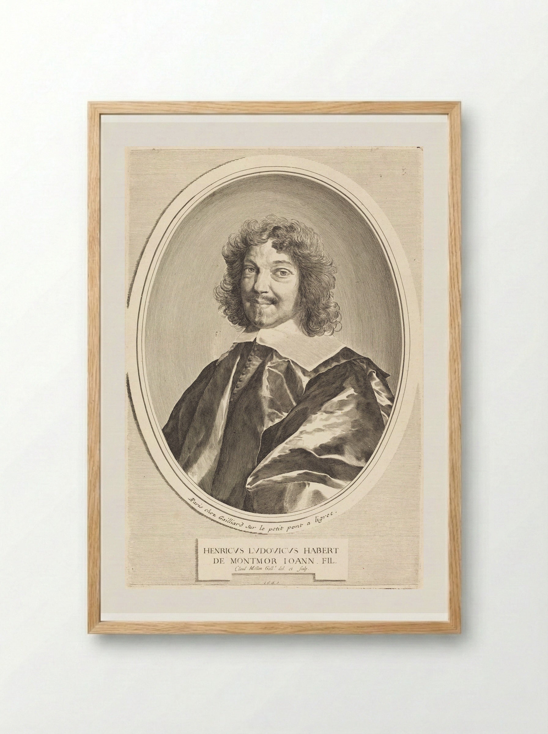 Henri-Louis Habert de Montmor - Claude Mellan - Framed Print Wood