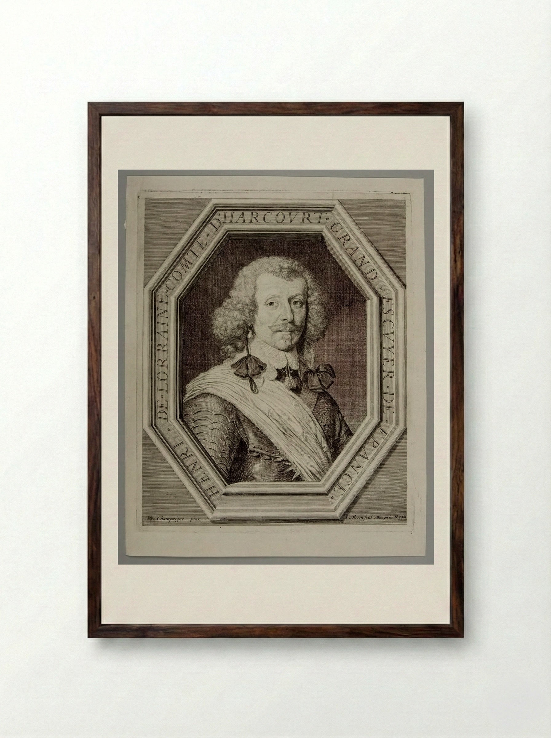 Henri de Lorraine, Comte d'Harcourt, Grand Escuyer de France - Jean Morin - Framed Print Dark Wood