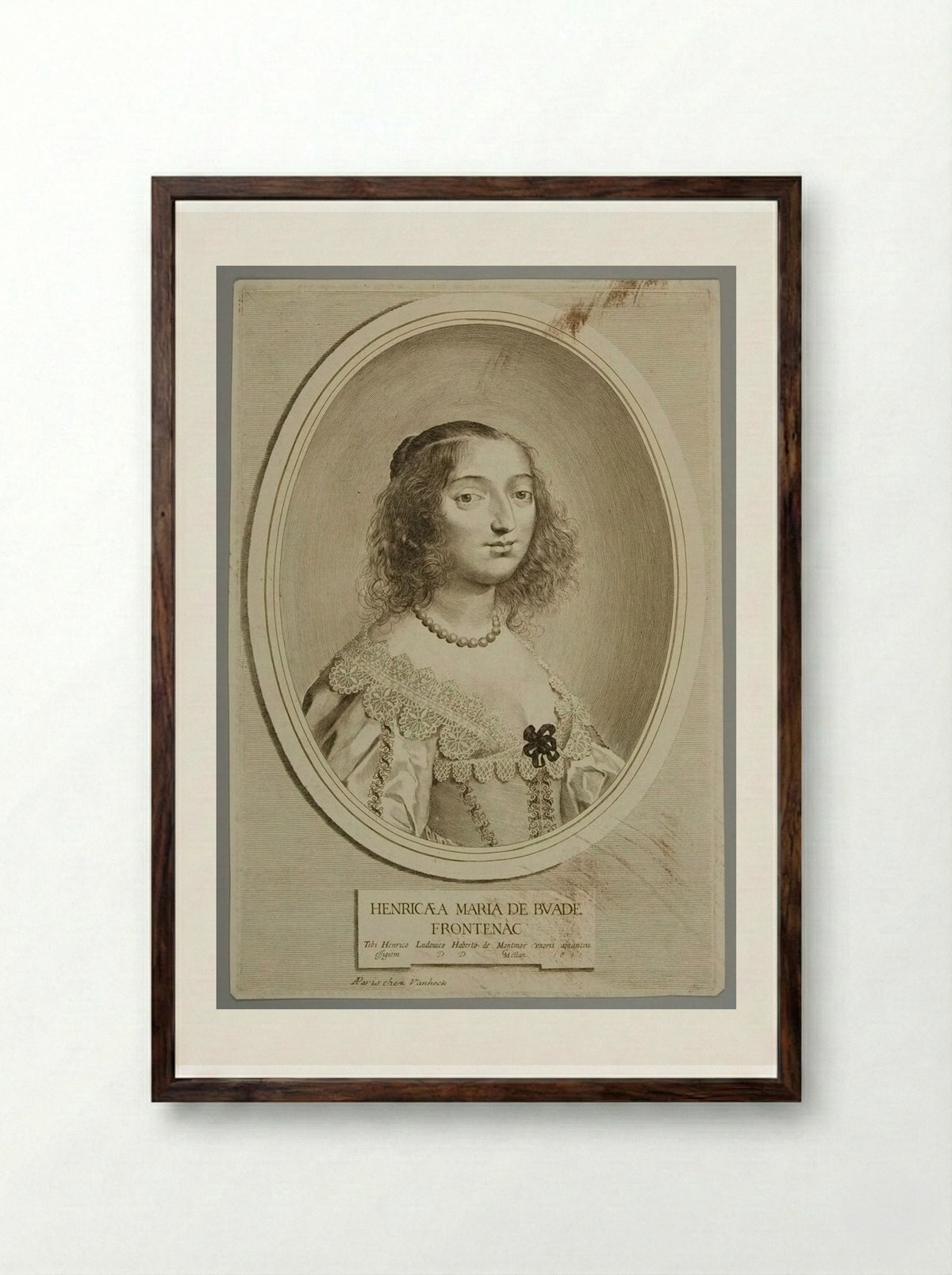 Henricaea Maria de Bunde-Frontenac - Claude Mellan - Framed Print Dark Wood