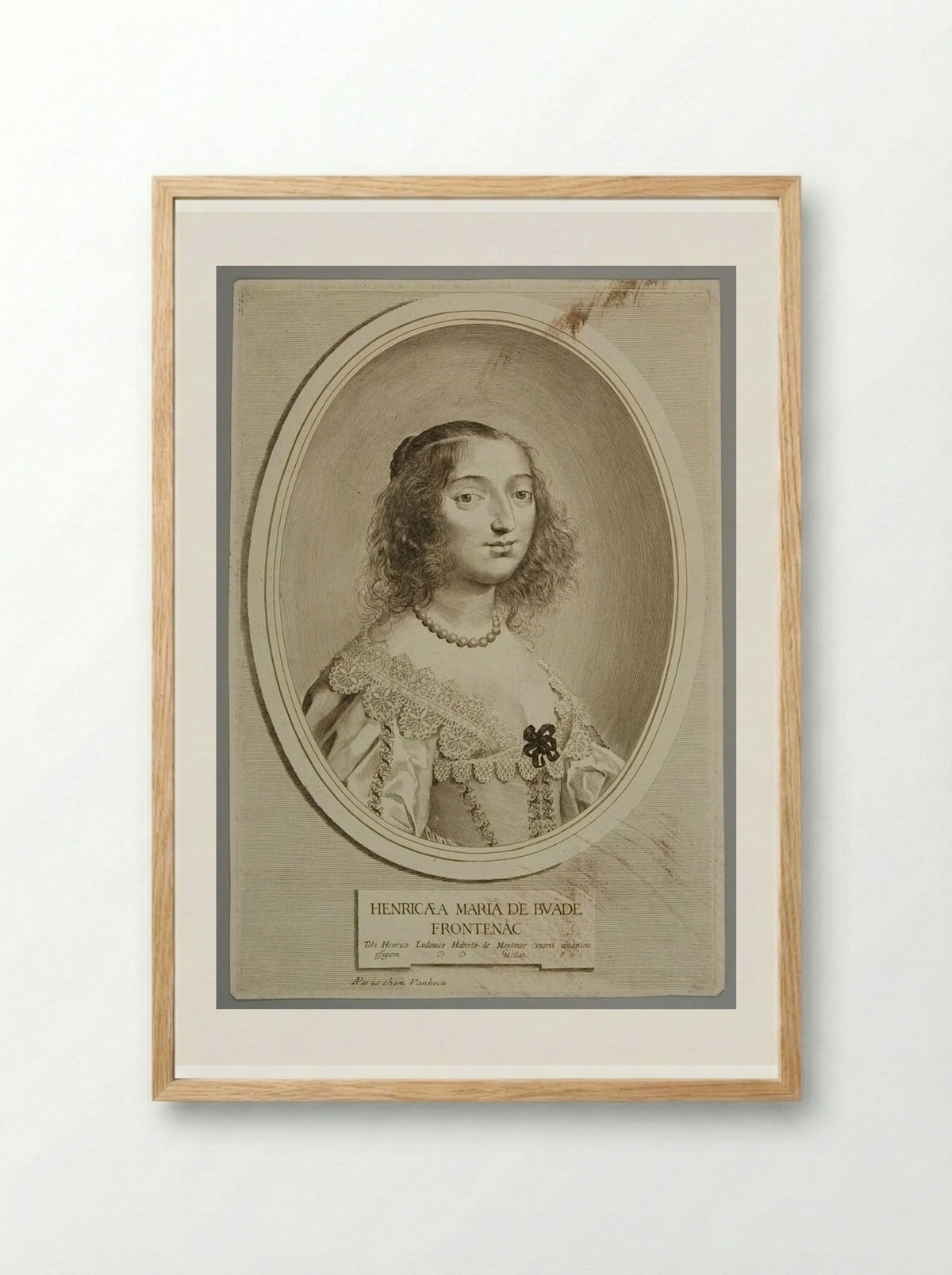 Henricaea Maria de Bunde-Frontenac - Claude Mellan - Framed Print Wood