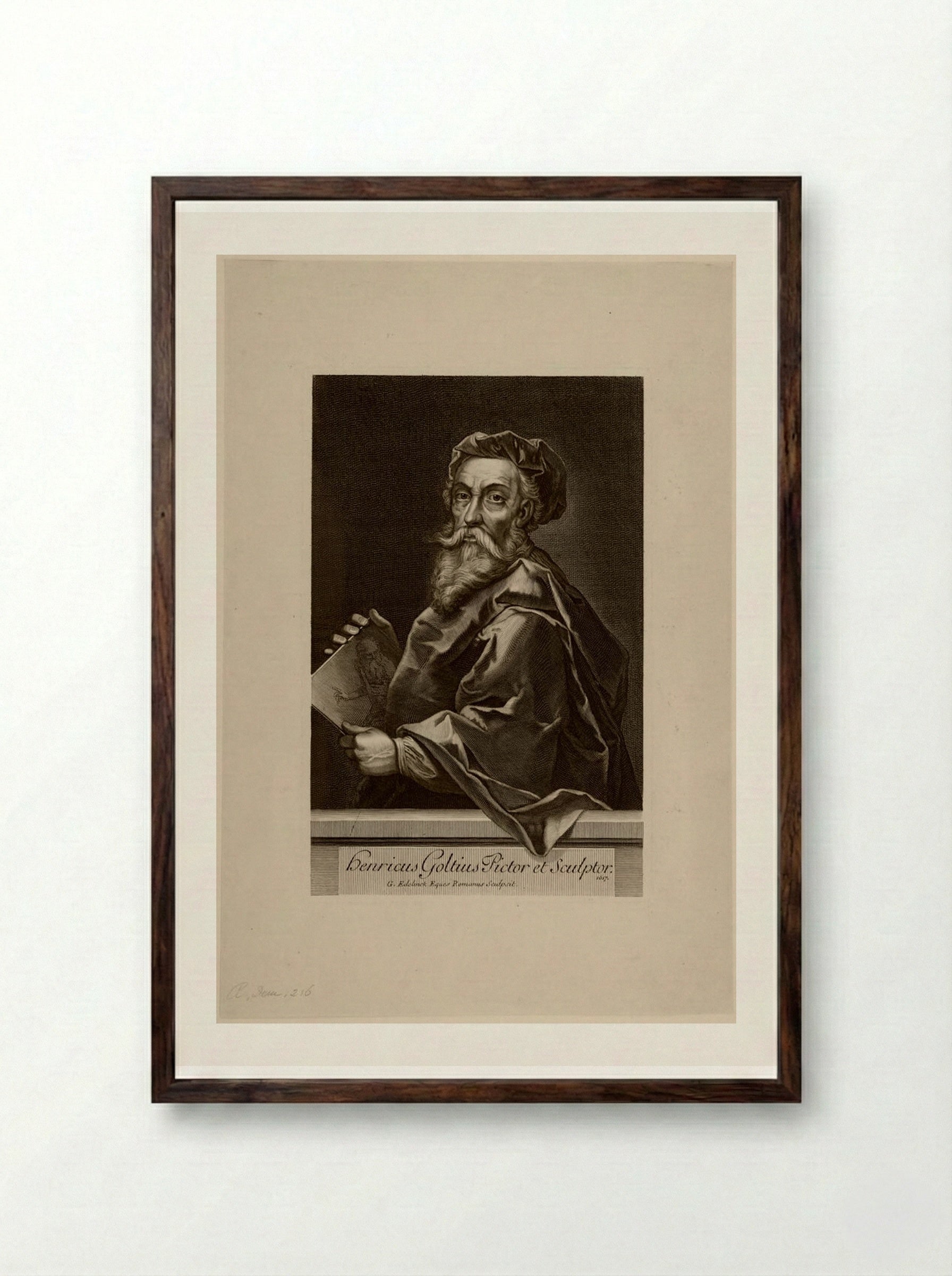 Henricus Goltzius - Gérard Edelinck - Framed Print Dark Wood