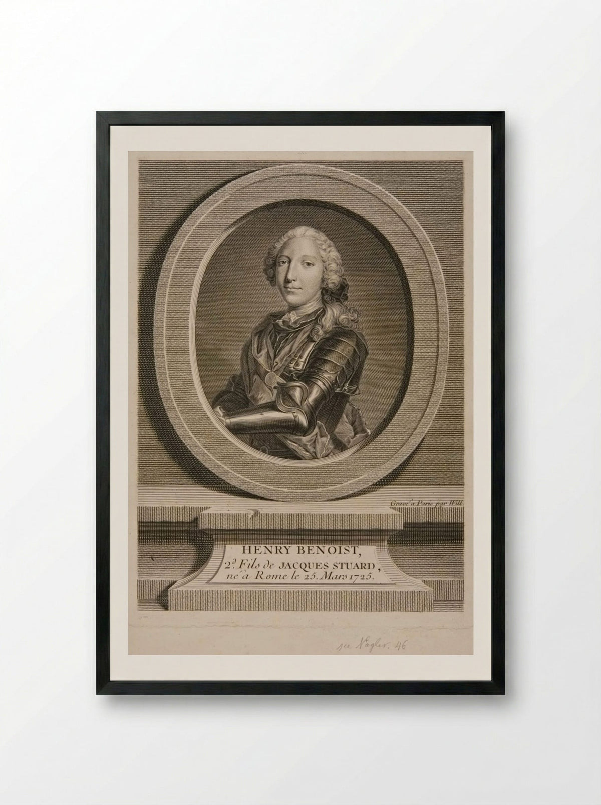 Henry Benedict Stuart, Cardinal York - Johann Georg Wille - Framed Print Black