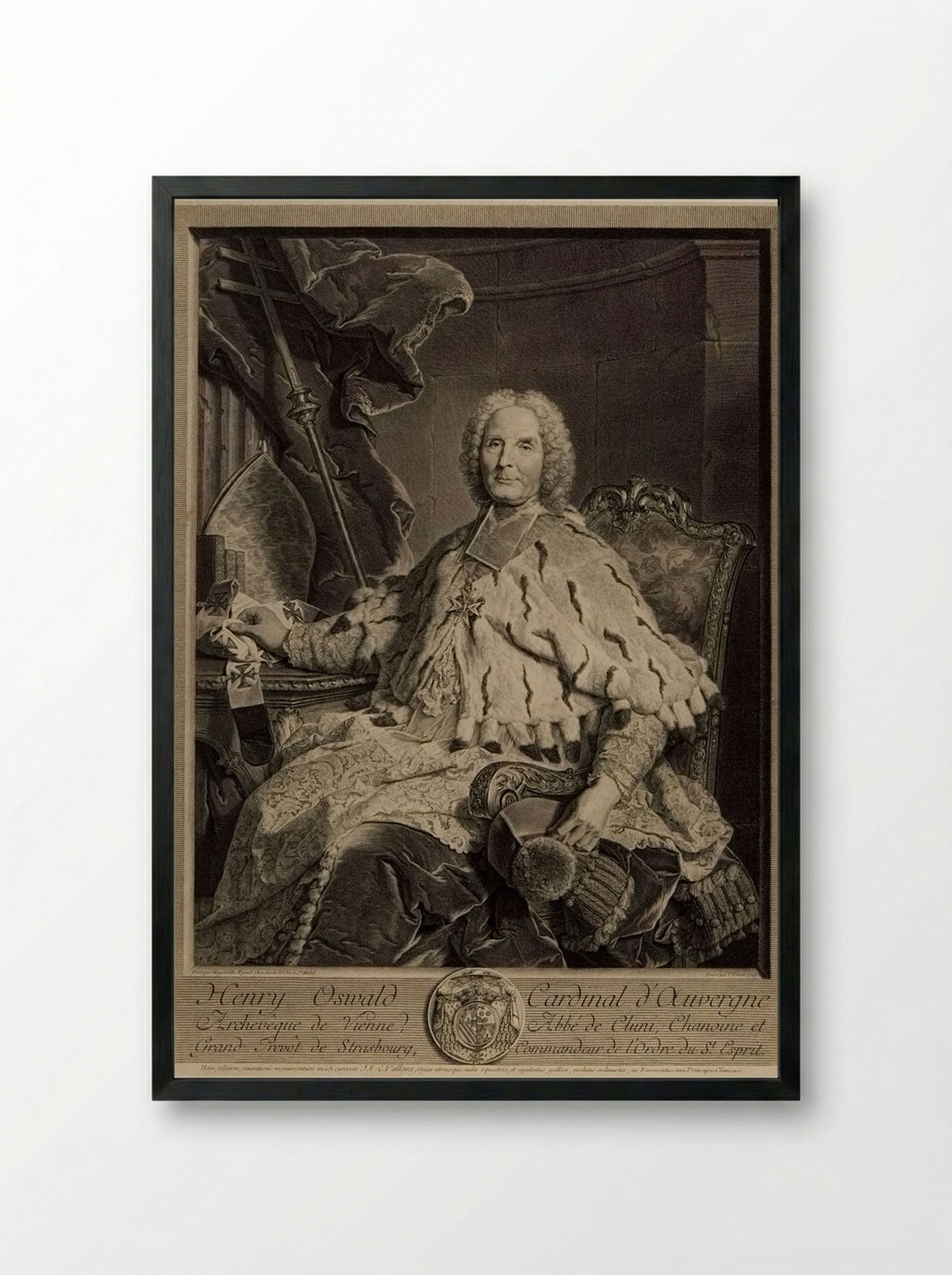 Henry Oswald, Cardinal of Auvergne - Claude Drevet - Framed Print Black