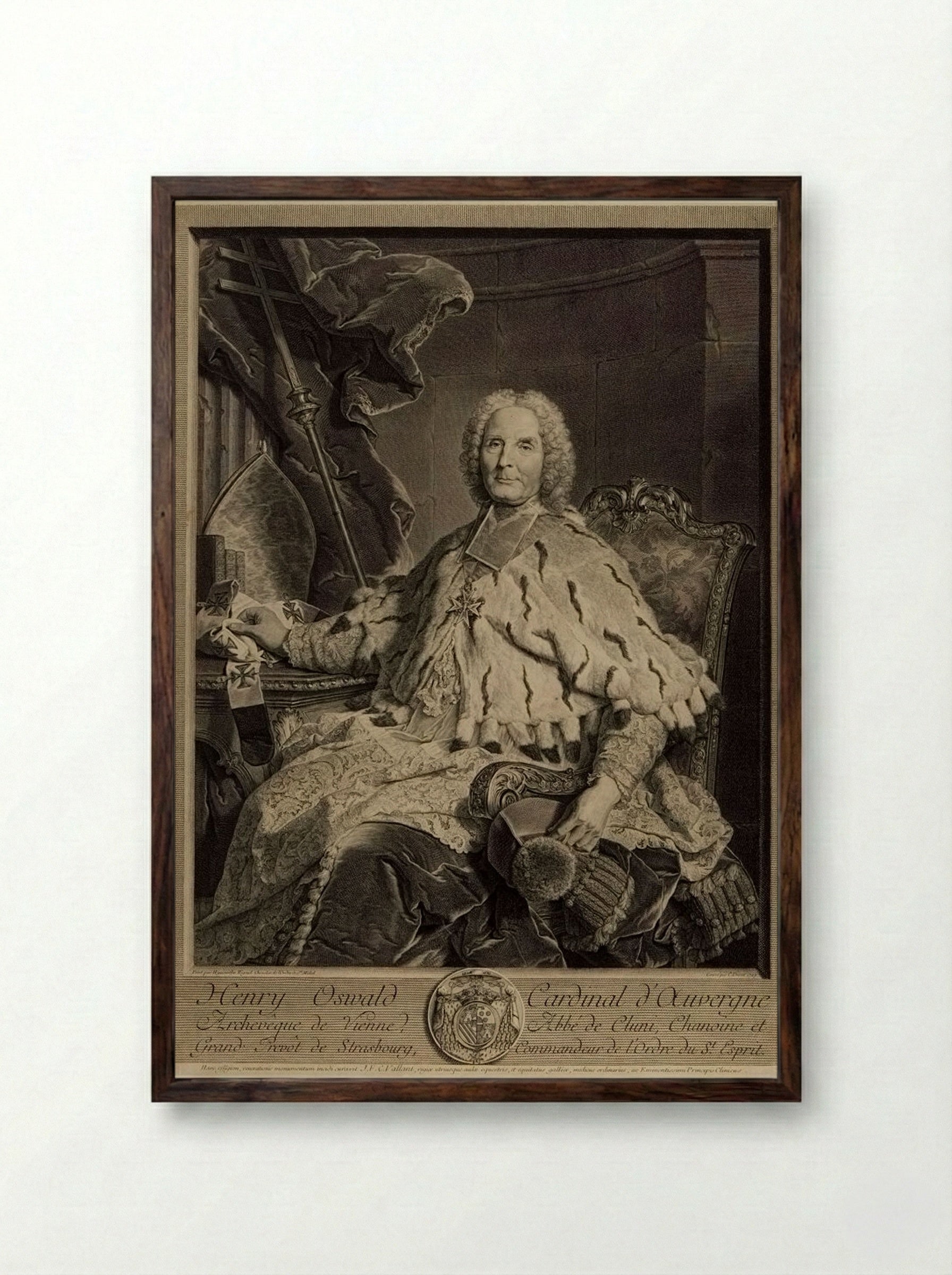 Henry Oswald, Cardinal of Auvergne - Claude Drevet - Framed Print Dark Wood