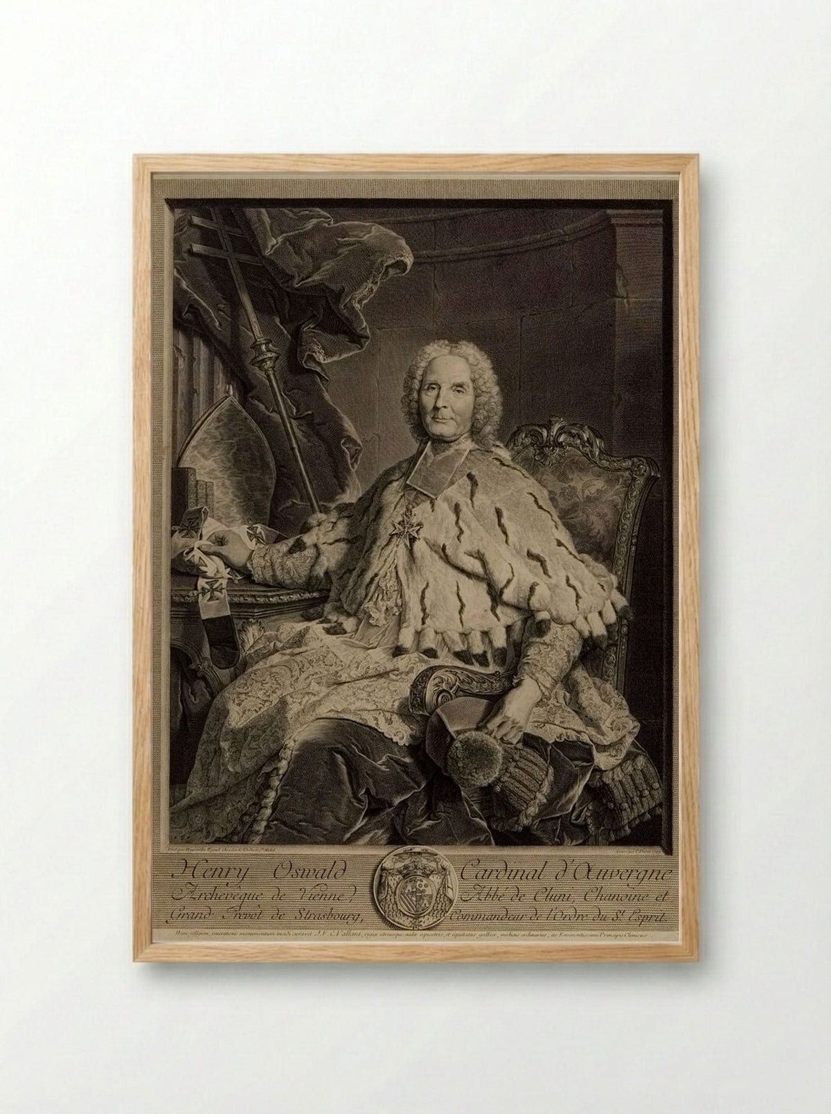 Henry Oswald, Cardinal of Auvergne - Claude Drevet - Framed Print Wood