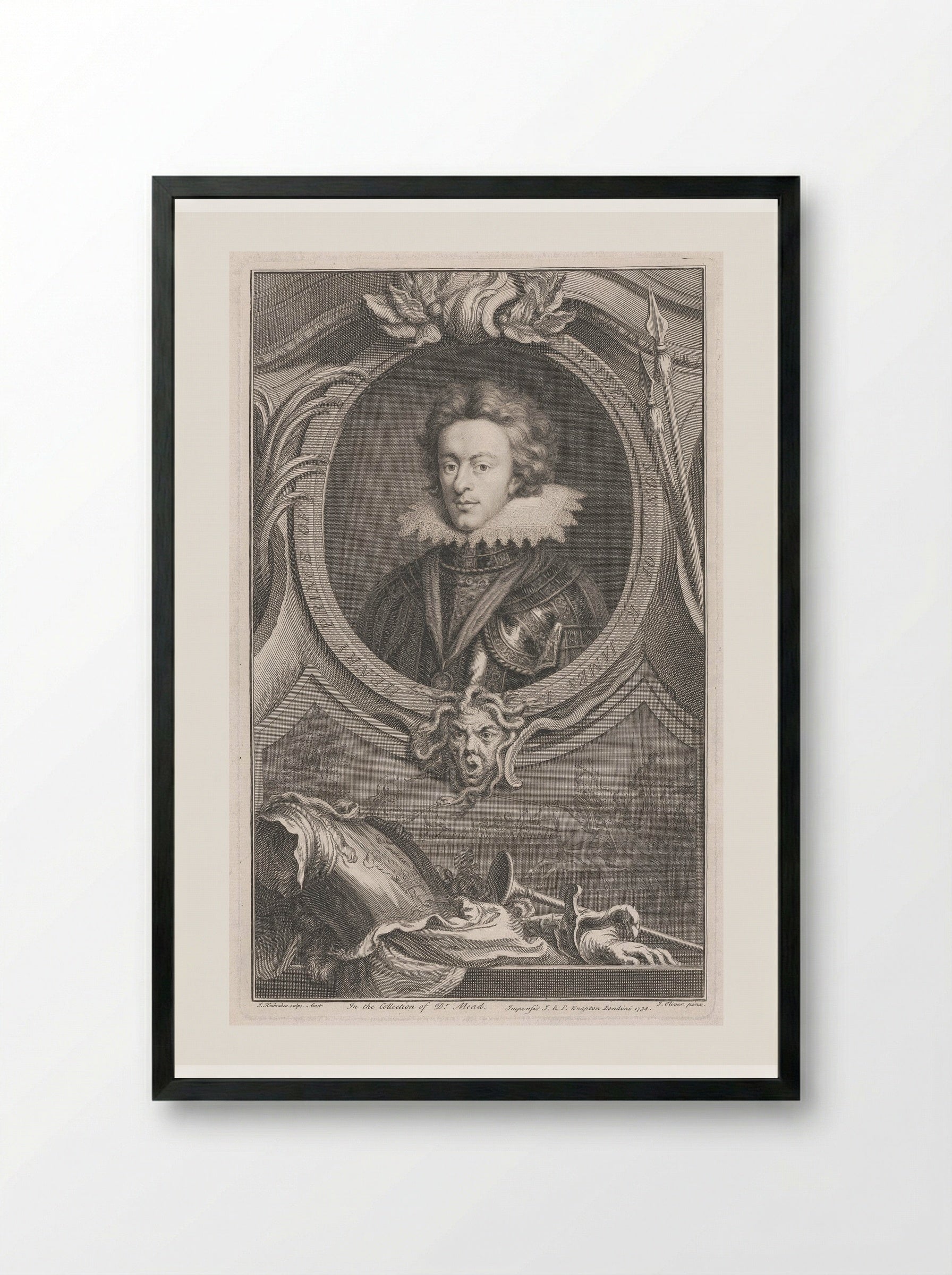 Henry Prince of Wales, Son of King James I - Jacobus Houbraken - Framed Print Black