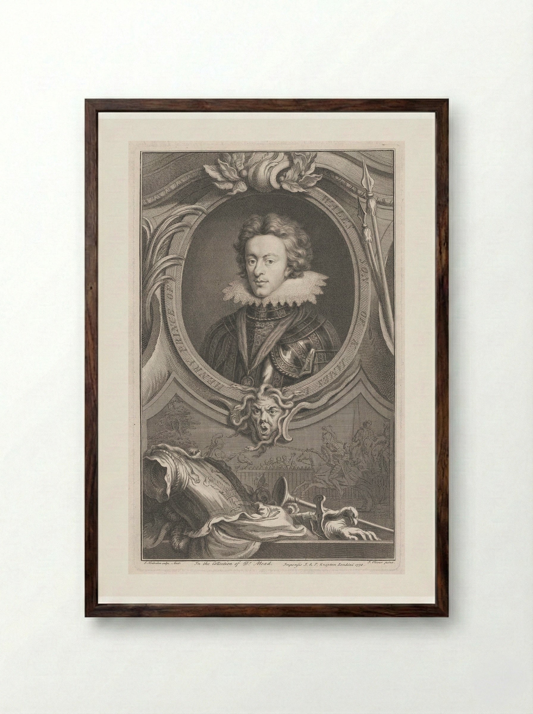 Henry Prince of Wales, Son of King James I - Jacobus Houbraken - Framed Print Dark Wood