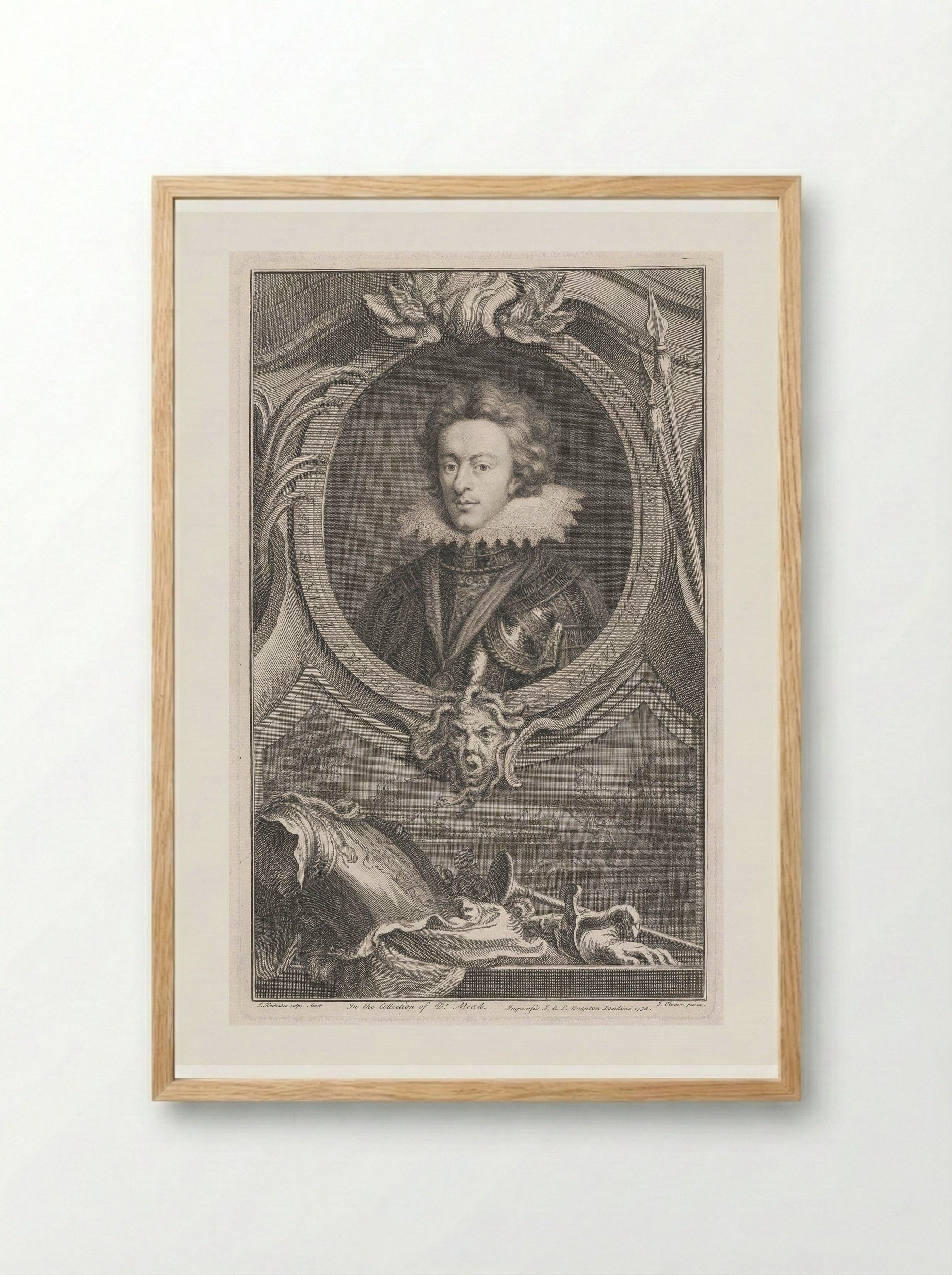 Henry Prince of Wales, Son of King James I - Jacobus Houbraken - Framed Print Wood