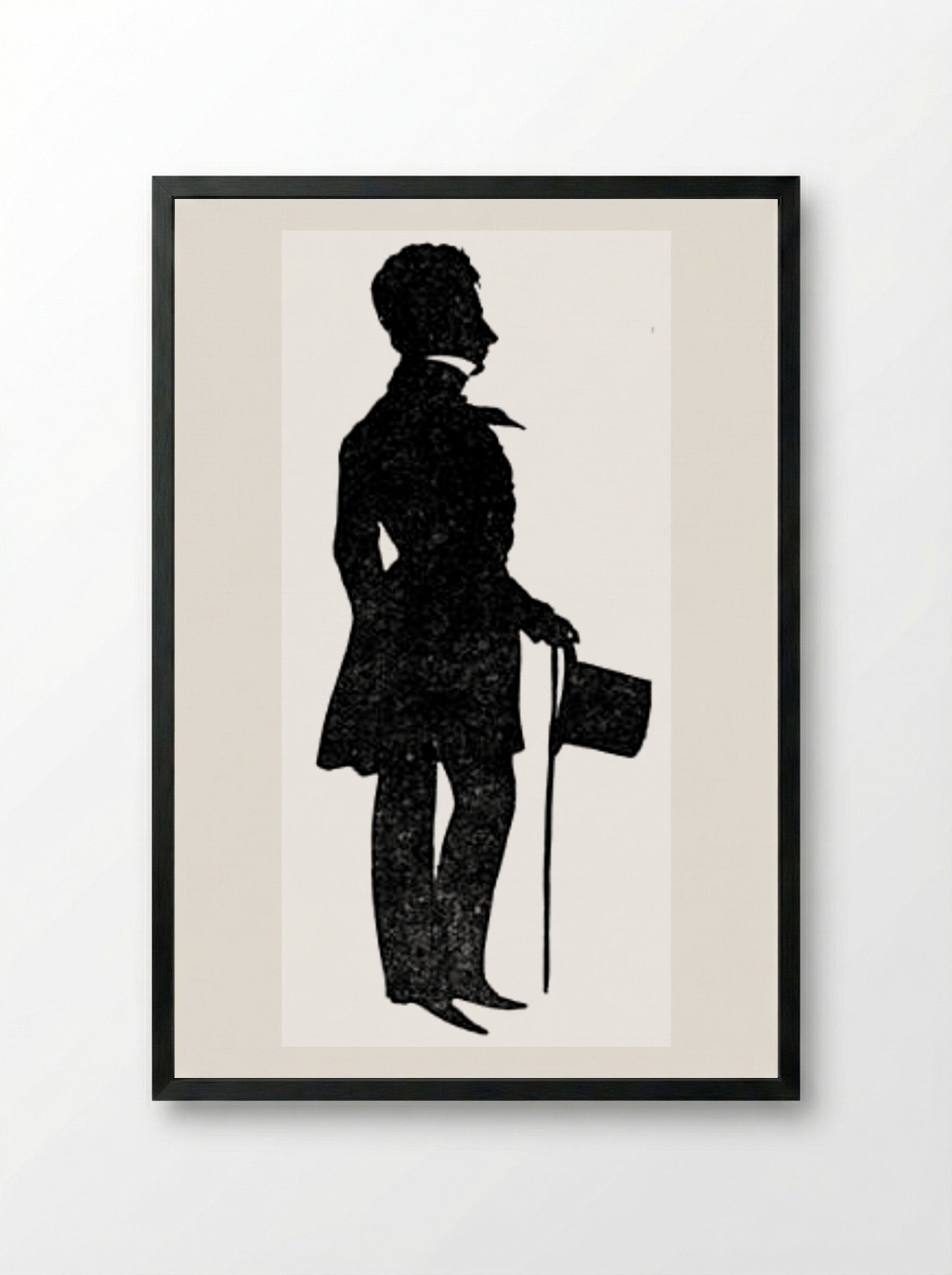 Henry Wadsworth Longfellow - Auguste Edouart - Framed Print Black
