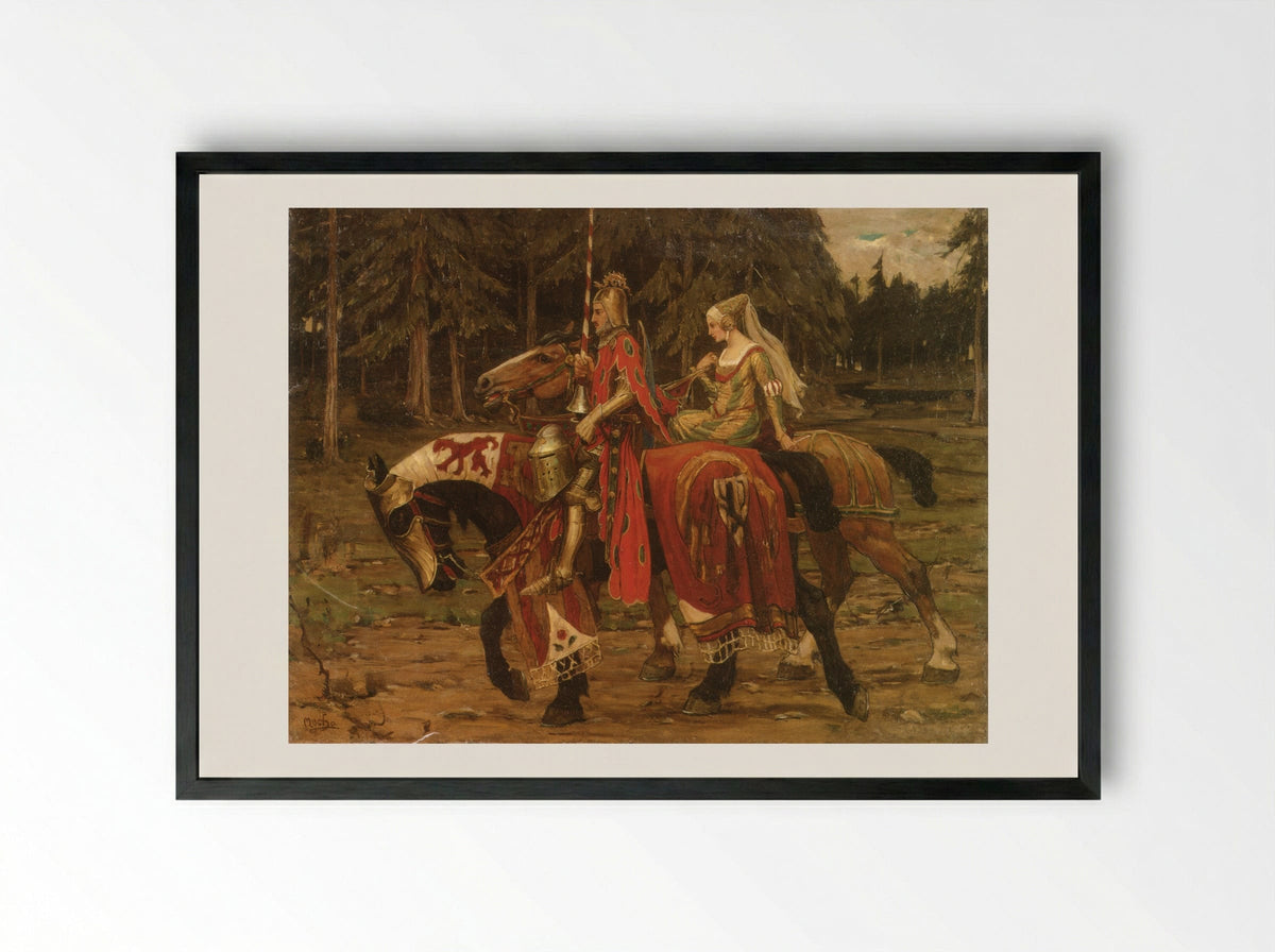 Heraldic Chivalry - Alphonse Mucha - Framed Print Black