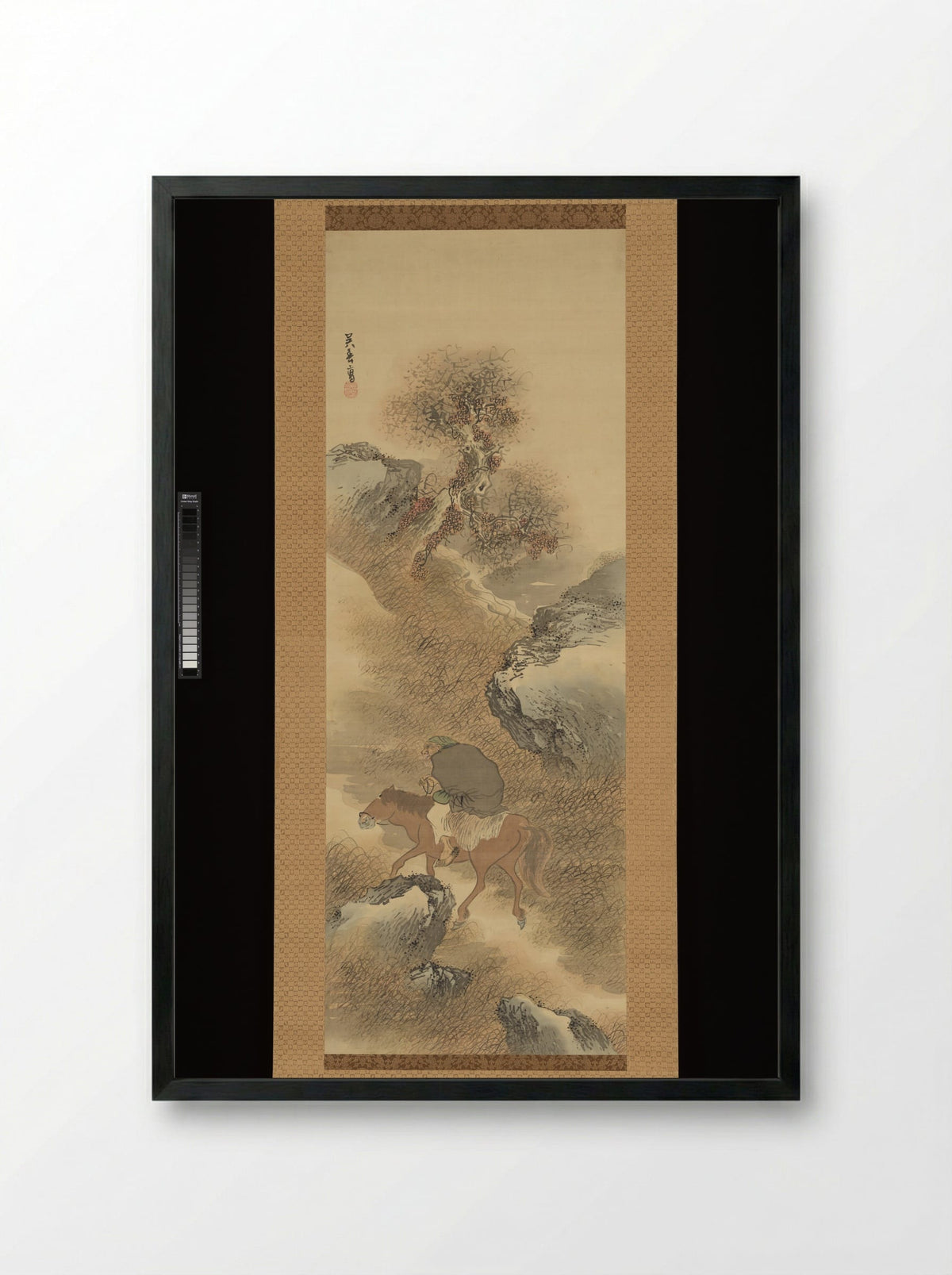 Herb Gatherer in the Mountains - Matsumura Goshun - Framed Print Black