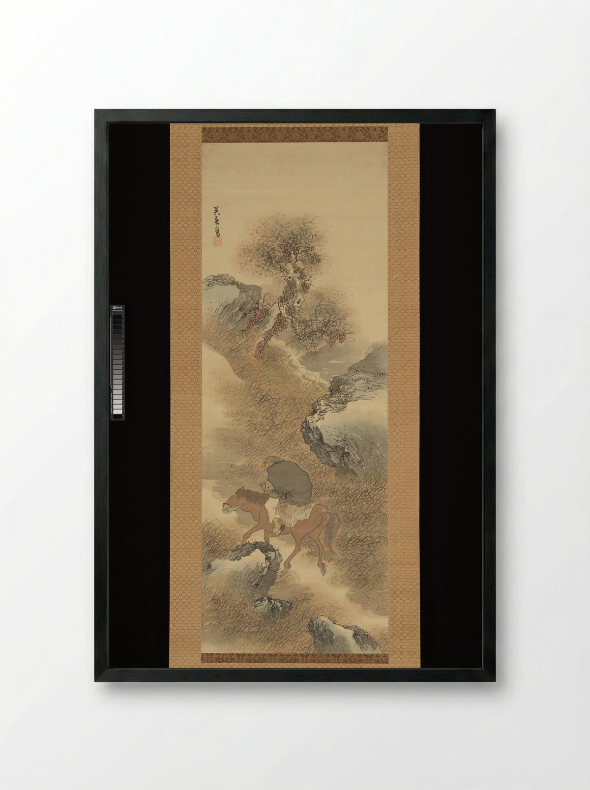 Herb Gatherer in the Mountains - Matsumura Goshun - Framed Print Black