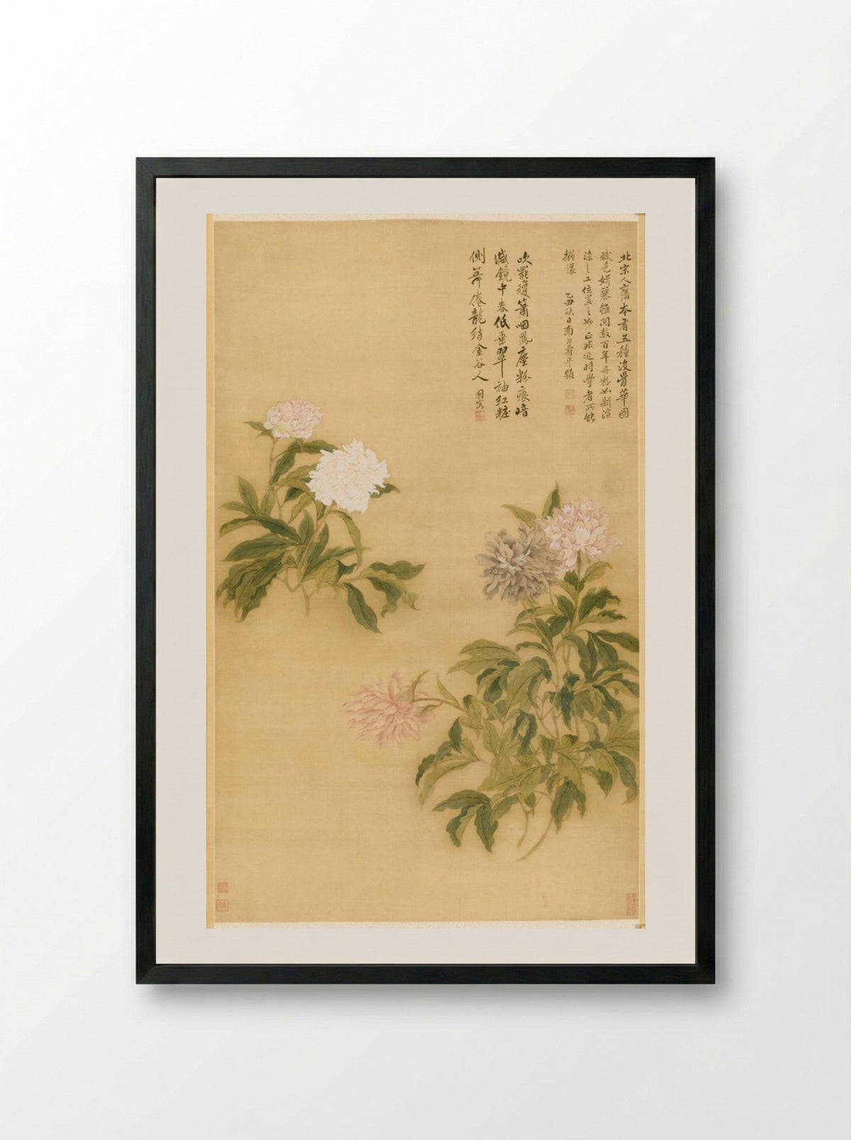 Herbaceous Peony - Yun Shouping - Framed Print Black