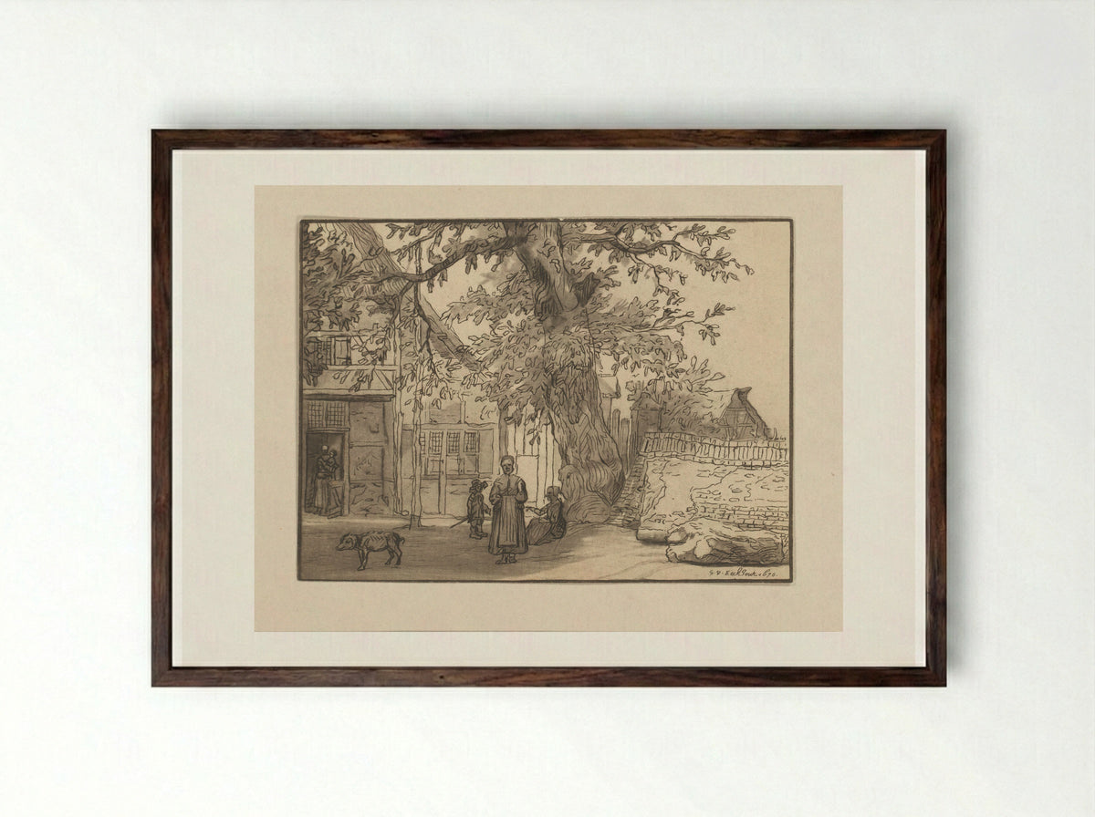Herberg te Anrath - Cornelis Ploos van Amstel - Framed Print Dark Wood