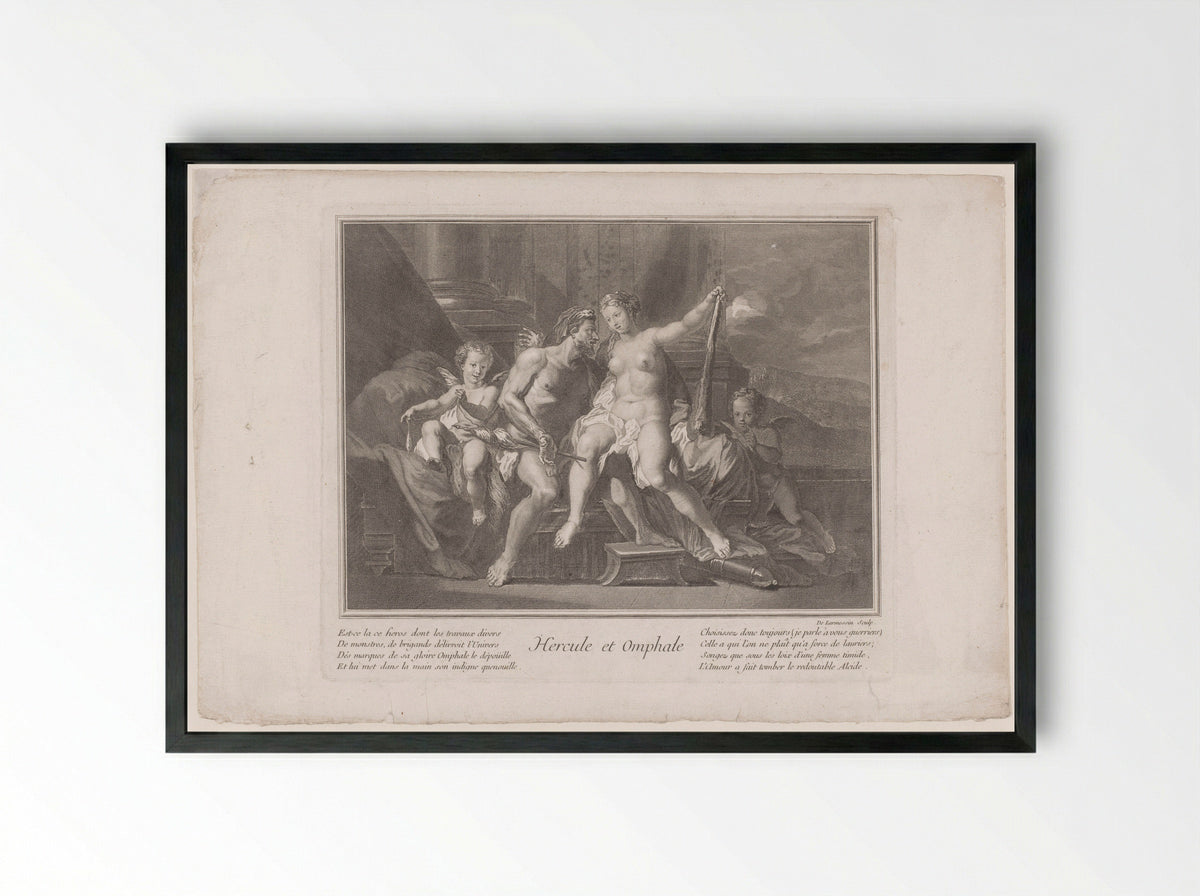 Hercule et Omphale - Pierre-Jacques Cazes - Framed Print Black