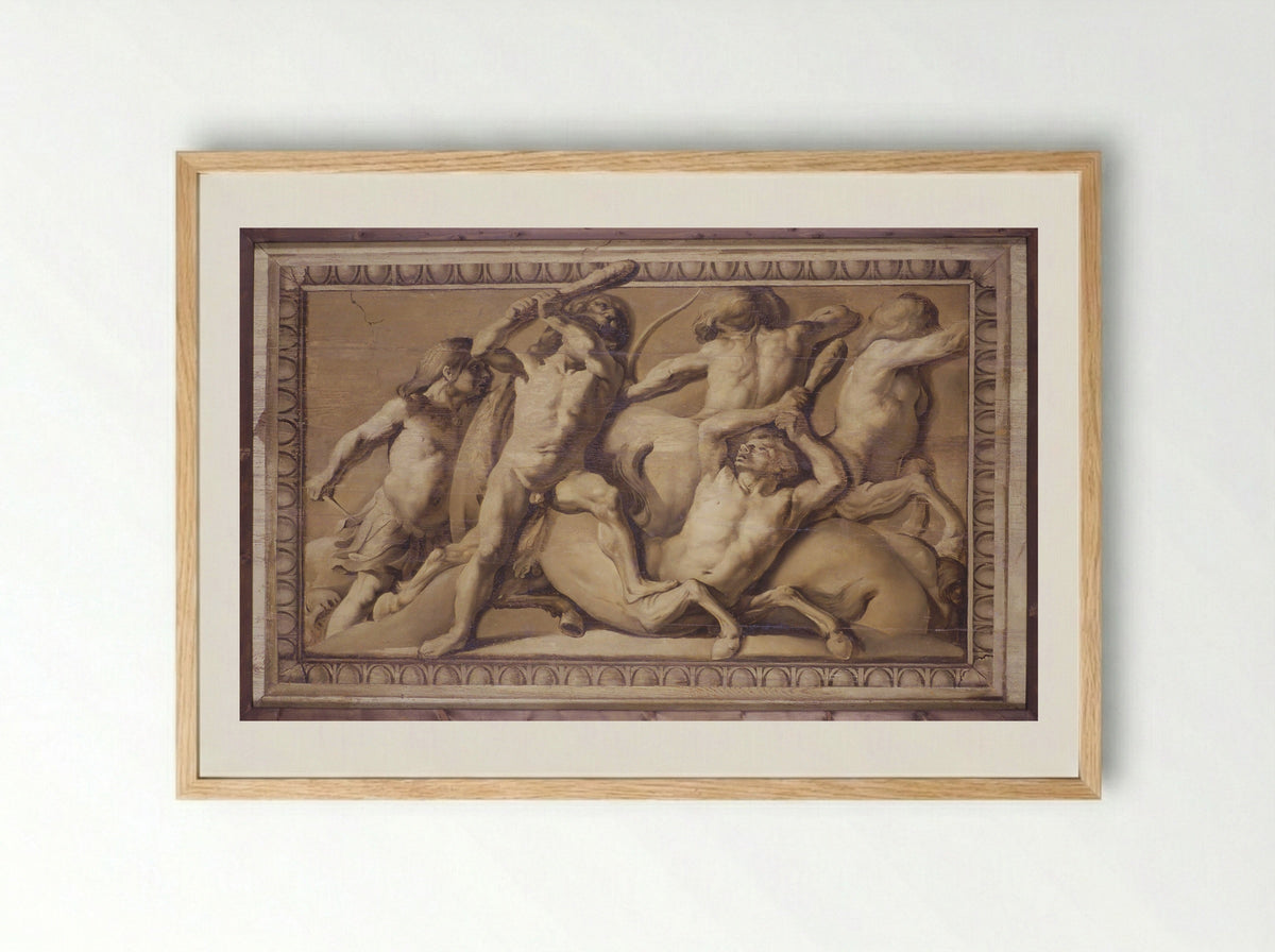 Hercules Defeating the Centaurs - Jacob van Campen - Framed Print Wood