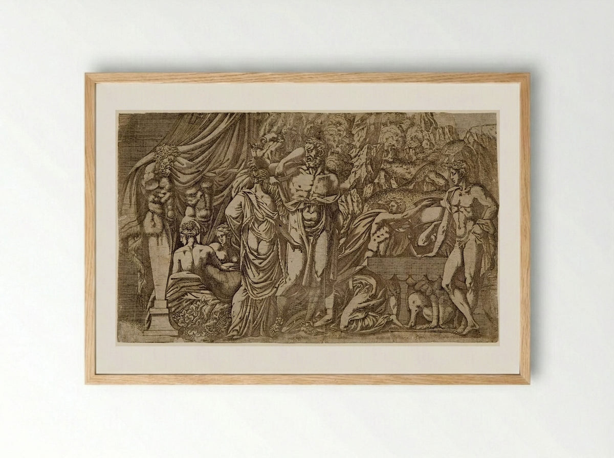 Hercules Dressed as a Woman by Omphale - Antonio Fantuzzi - Framed Print Wood