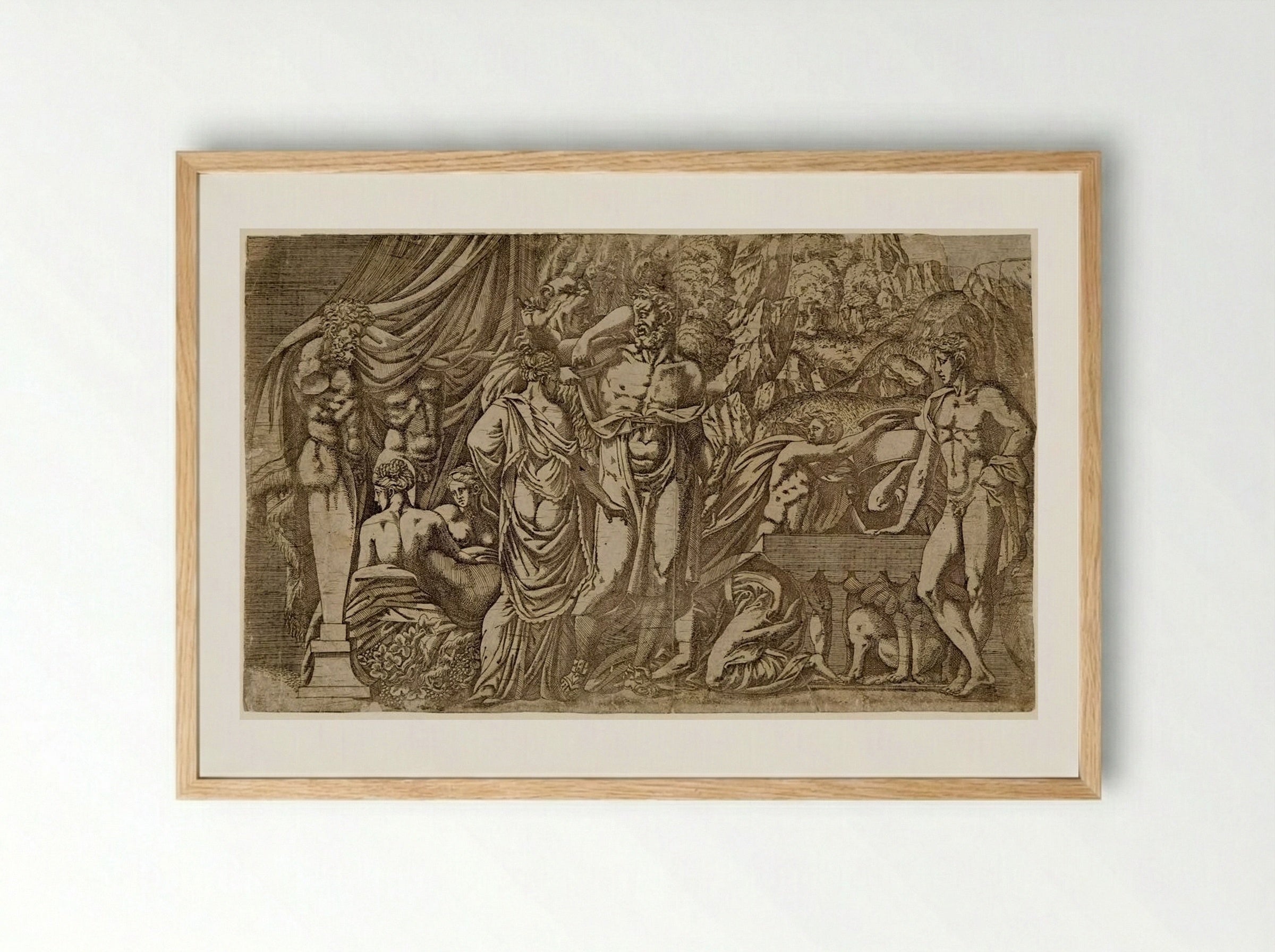 Hercules Dressed as a Woman by Omphale - Antonio Fantuzzi - Framed Print Wood