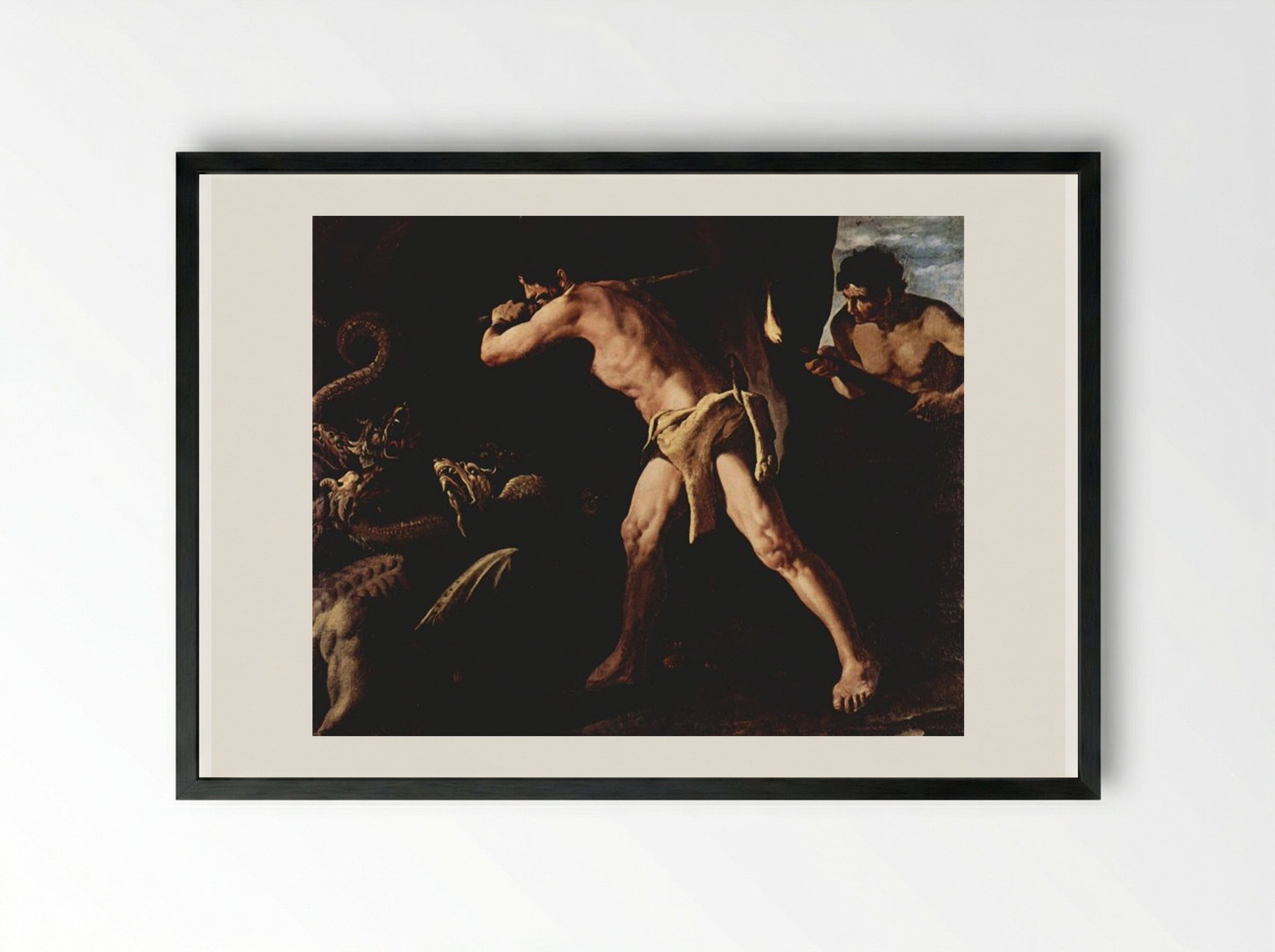 Hercules Fighting with the Lernaean Hydra - Francisco de Zurbarán - Framed Print Black