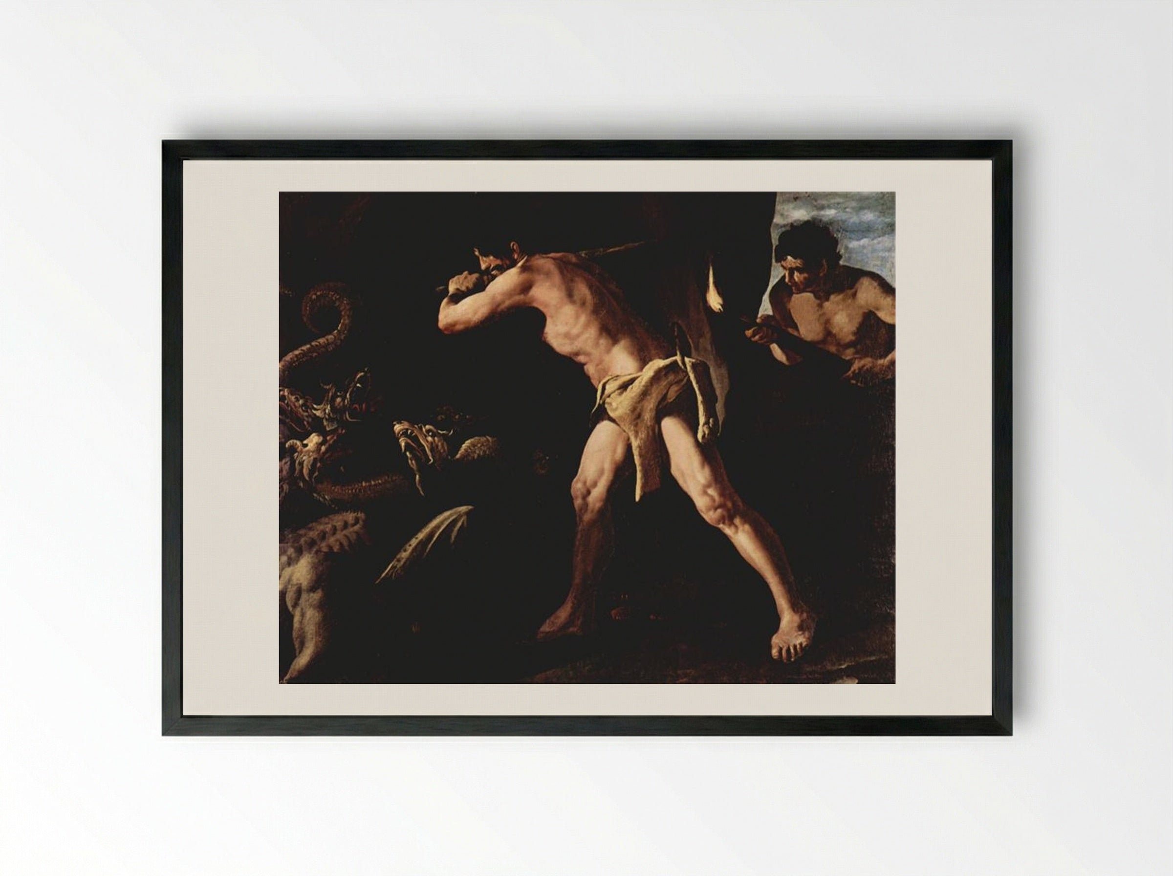 Hercules Fighting with the Lernaean Hydra - Francisco de Zurbarán - Framed Print Black
