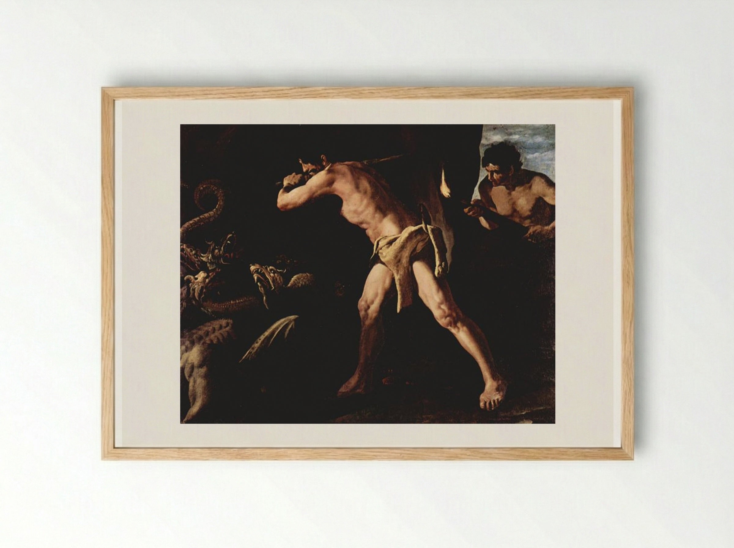 Hercules Fighting with the Lernaean Hydra - Francisco de Zurbarán - Framed Print Wood