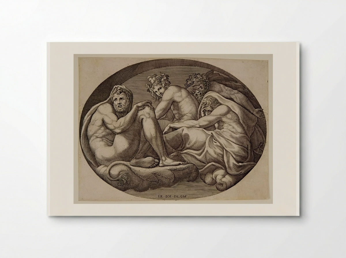 Hercules, Pan, and Bacchus - Giorgio Ghisi - Poster