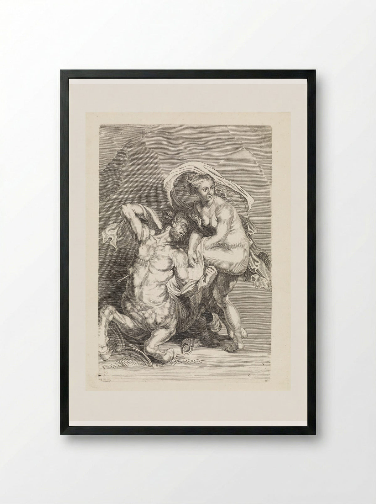 Hercules Slaying Nessus - Paulus Pontius - Framed Print Black