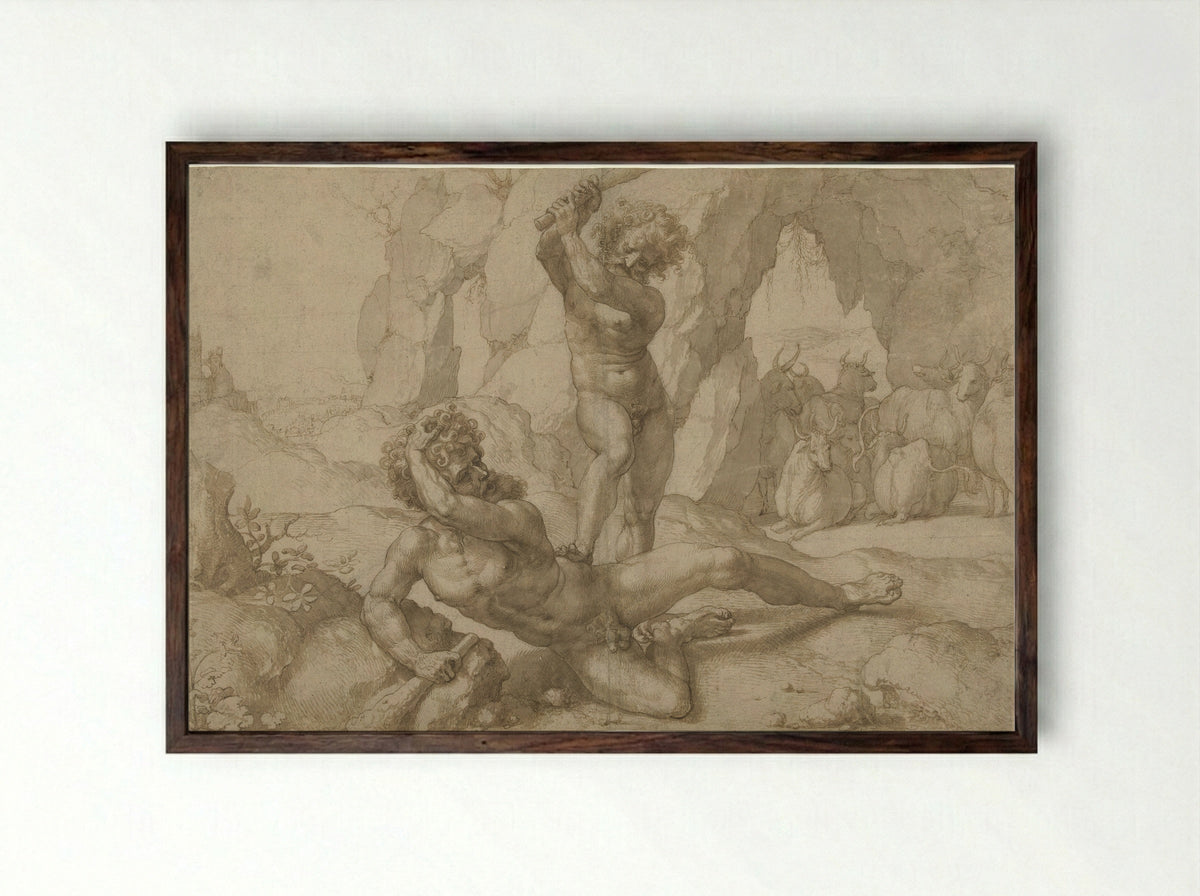 Hercules and Cacus - Jan Gossart - Framed Print Dark Wood
