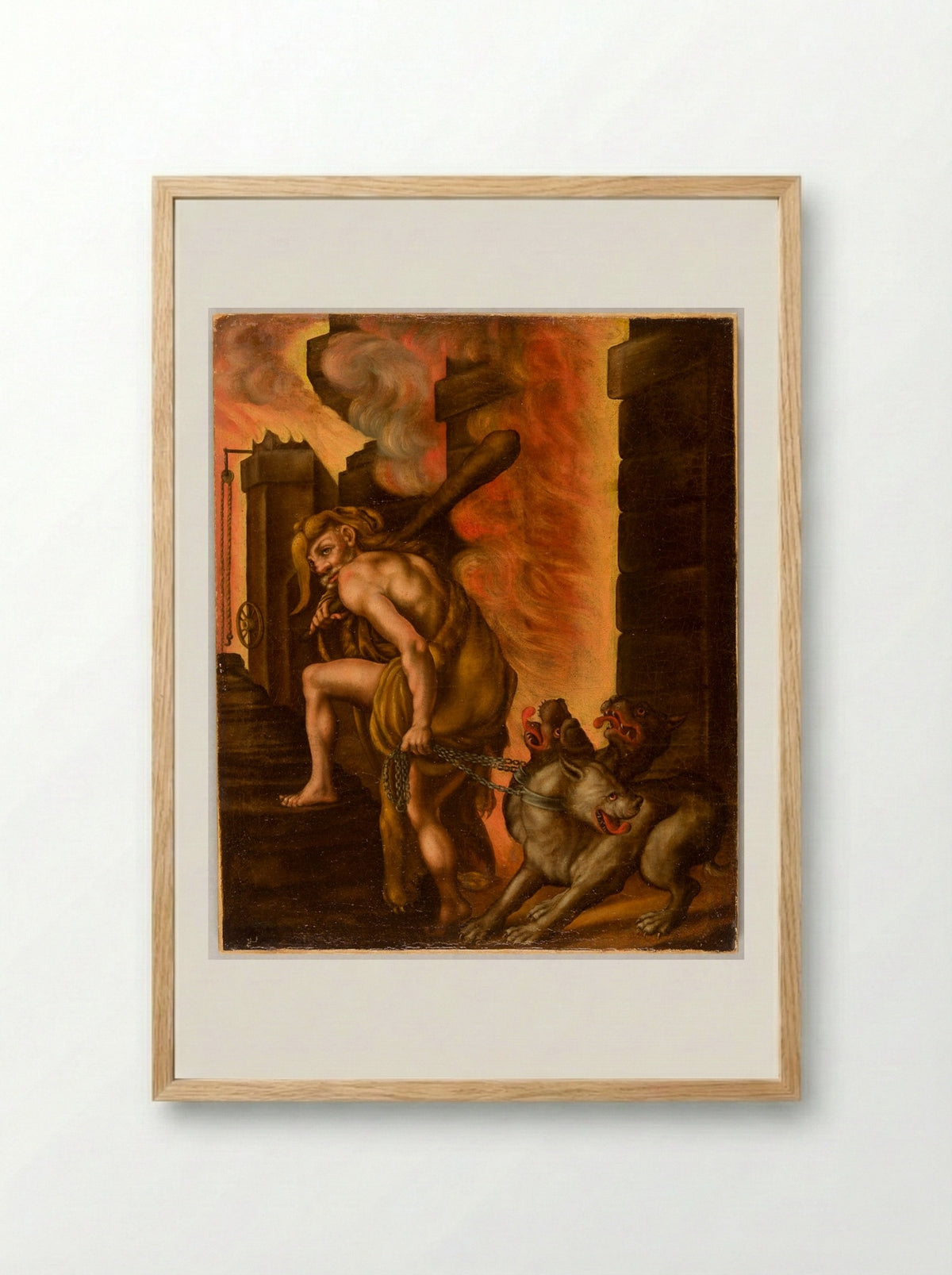 Hercules and Cerberus - Philipp Uffenbach - Framed Print Wood