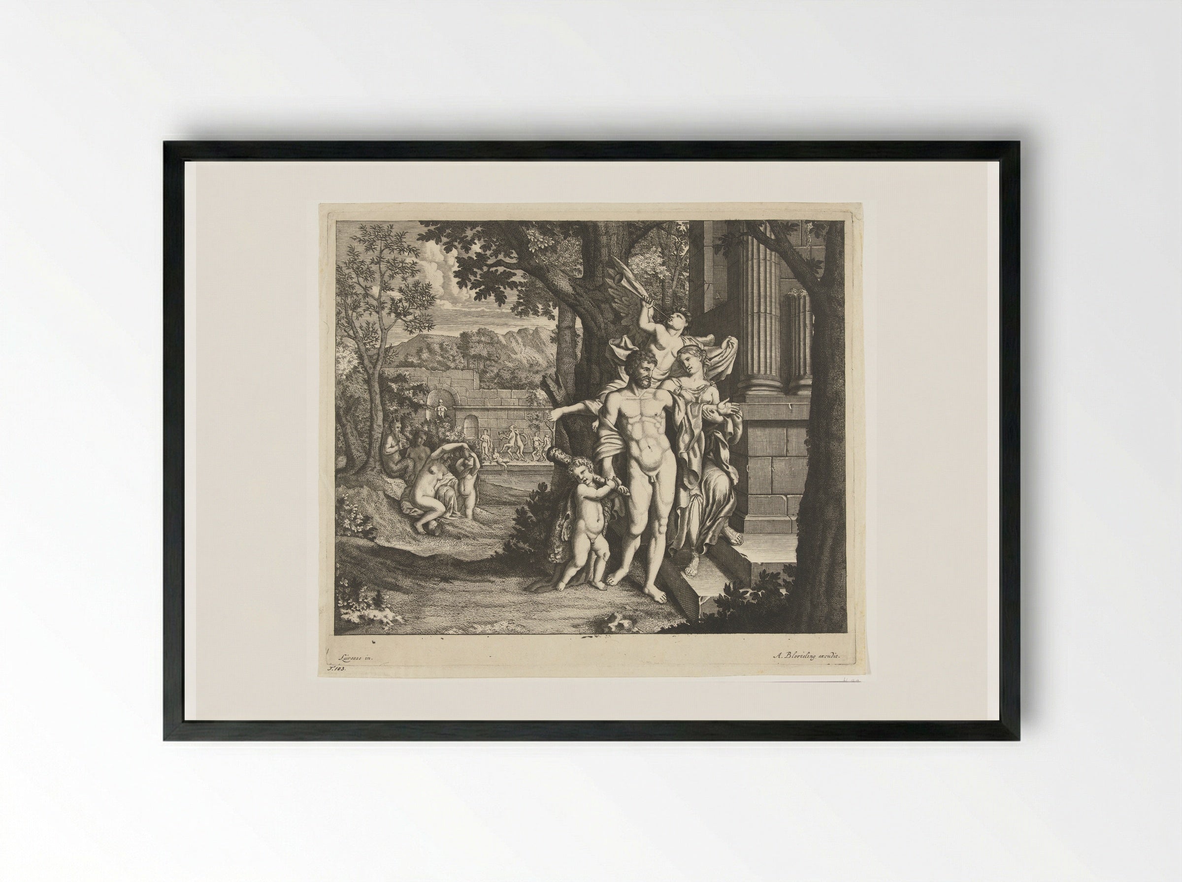 Hercules and Omphale - Abraham Bloteling - Framed Print Black