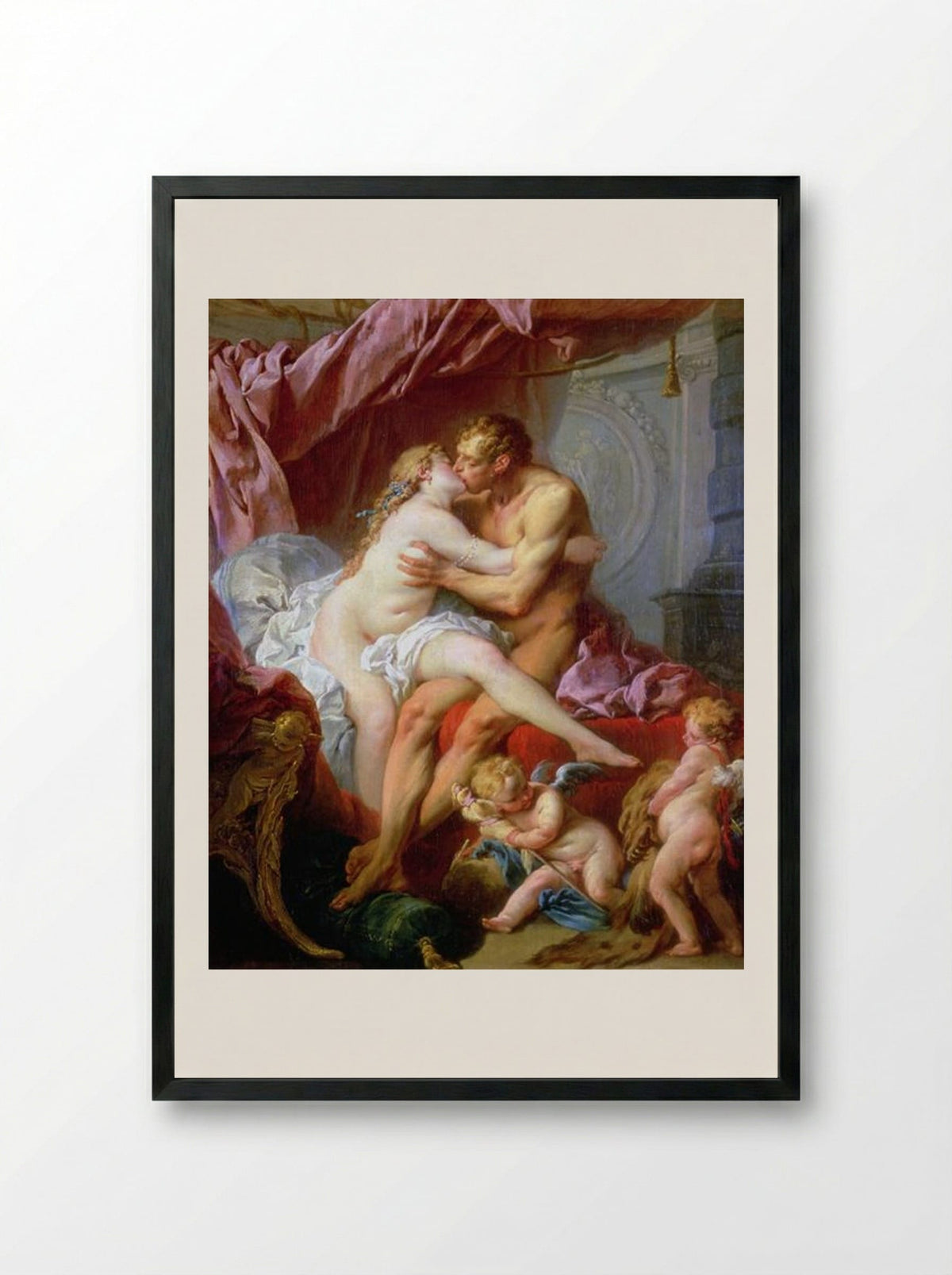 Hercules and Omphale - François Boucher - Framed Print Black