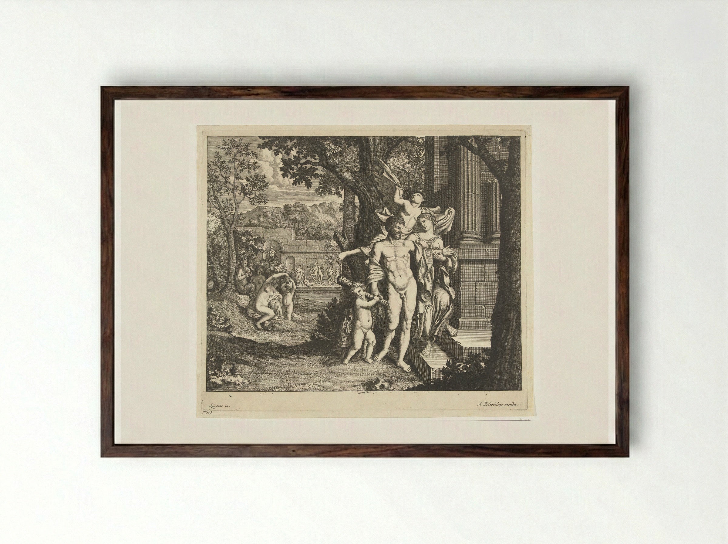 Hercules and Omphale - Abraham Bloteling - Framed Print Dark Wood