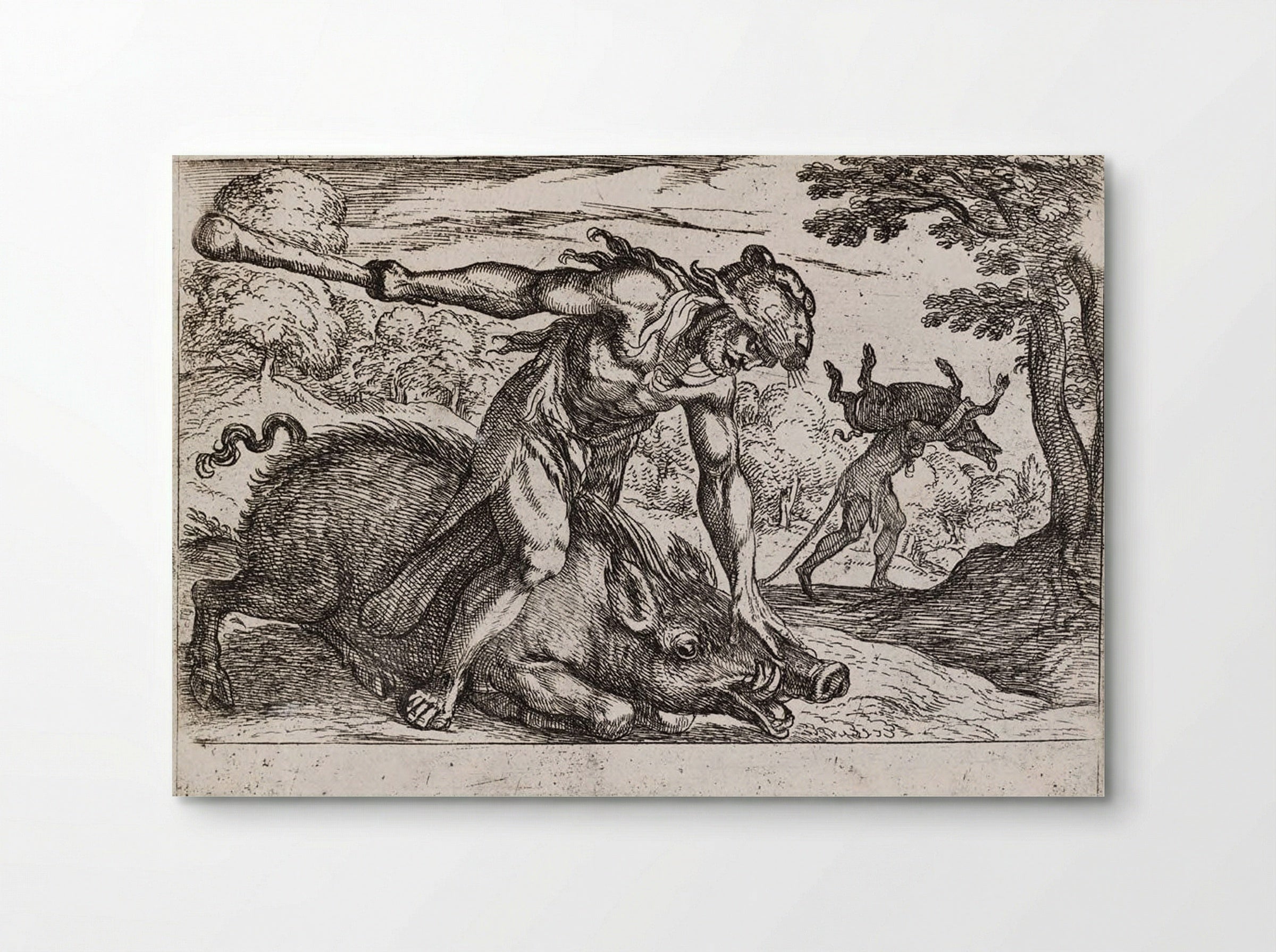 Hercules and the Boar of Erymanthus - Antonio Tempesta - Poster