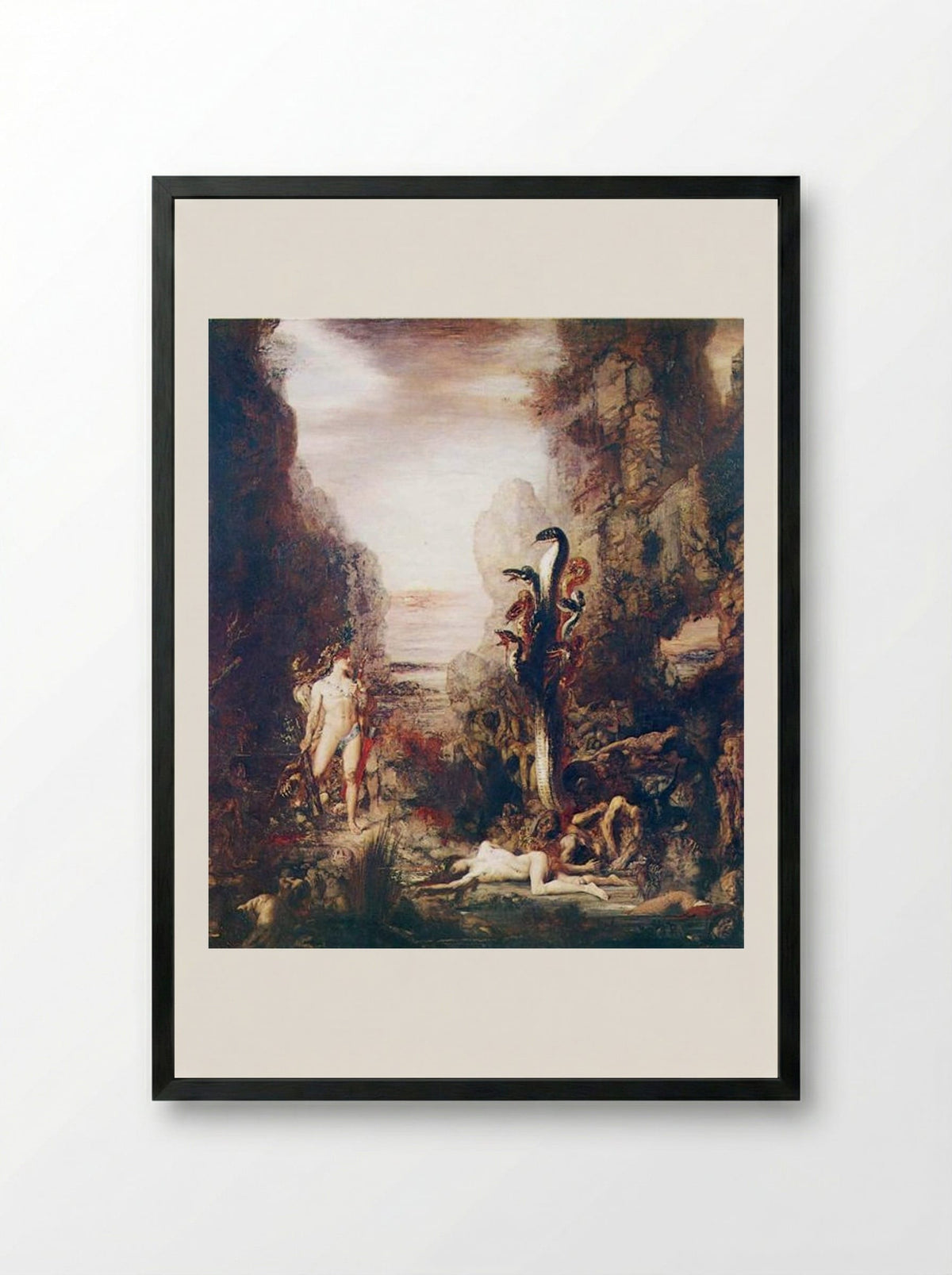Hercules and the Lernaean Hydra - Gustave Moreau - Framed Print Black