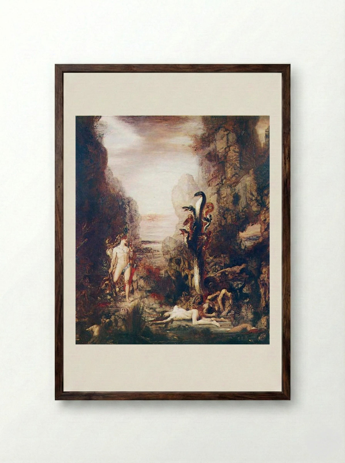 Hercules and the Lernaean Hydra - Gustave Moreau - Framed Print Dark Wood