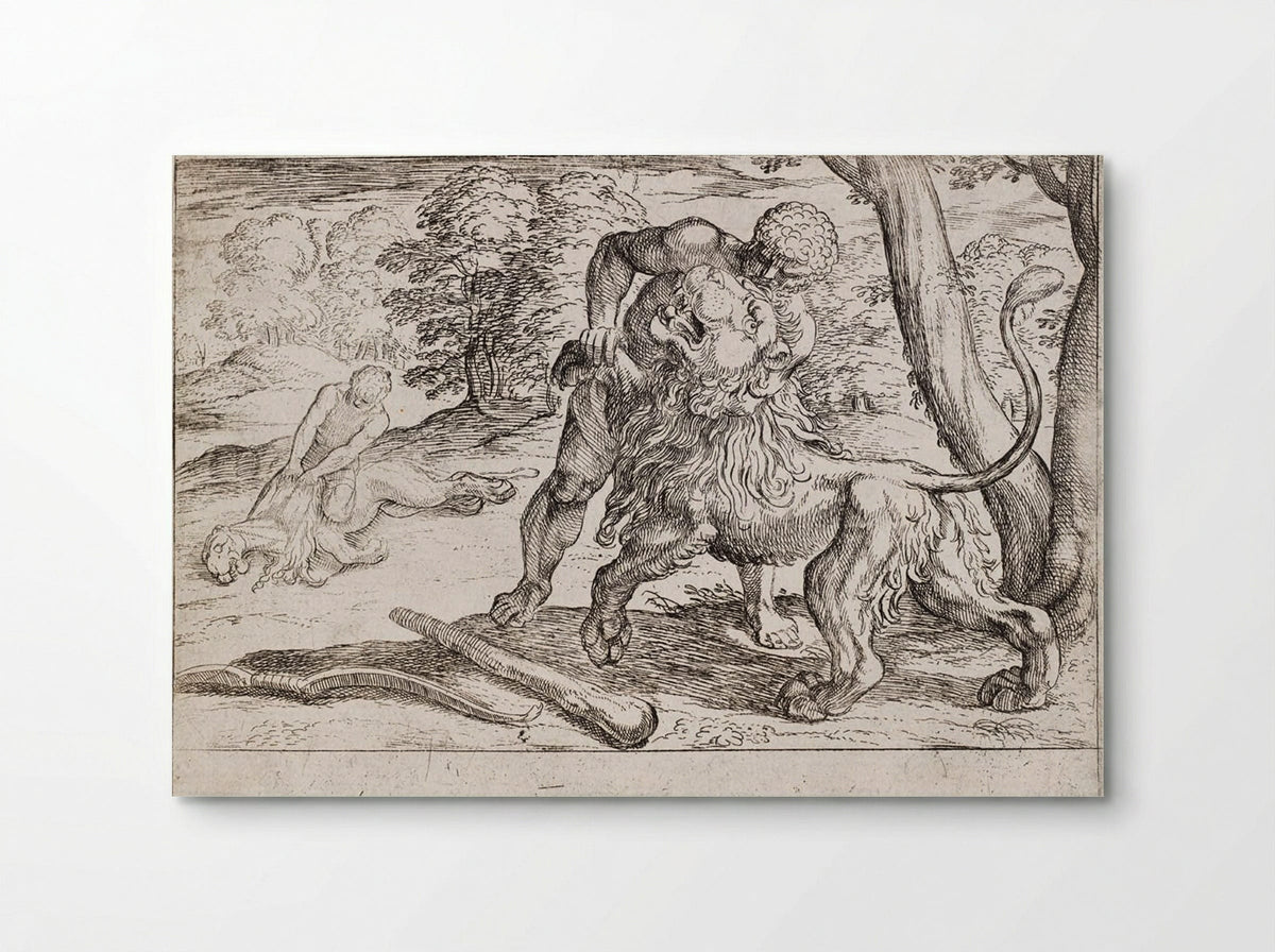 Hercules and the Nemean Lion - Antonio Tempesta - Poster