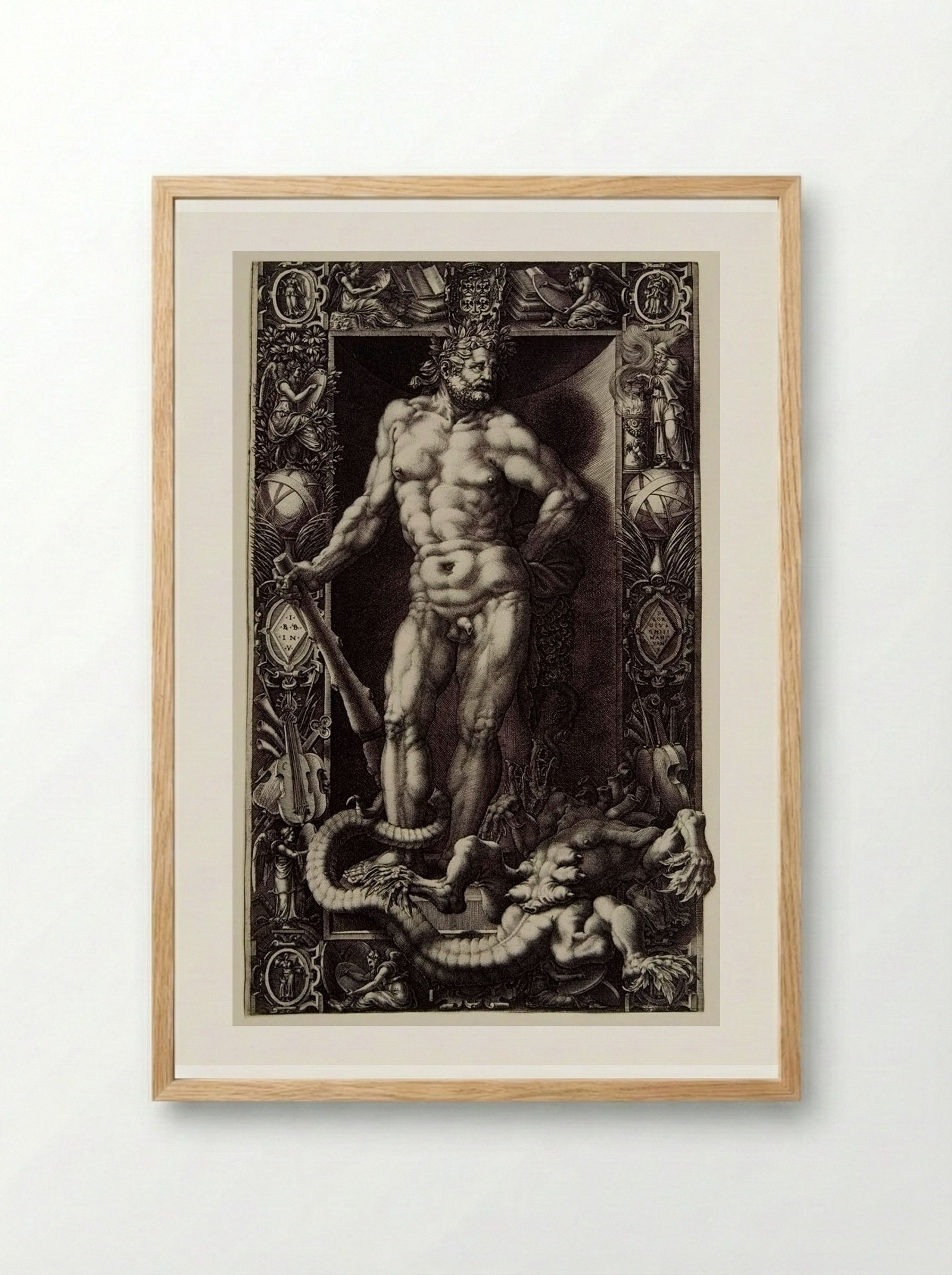 Hercules and the Slain Hydra - Giorgio Ghisi - Framed Print Wood