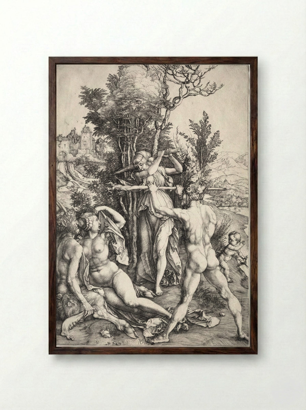 Hercules at the Crossroad - Albrecht Dürer - Framed Print Dark Wood