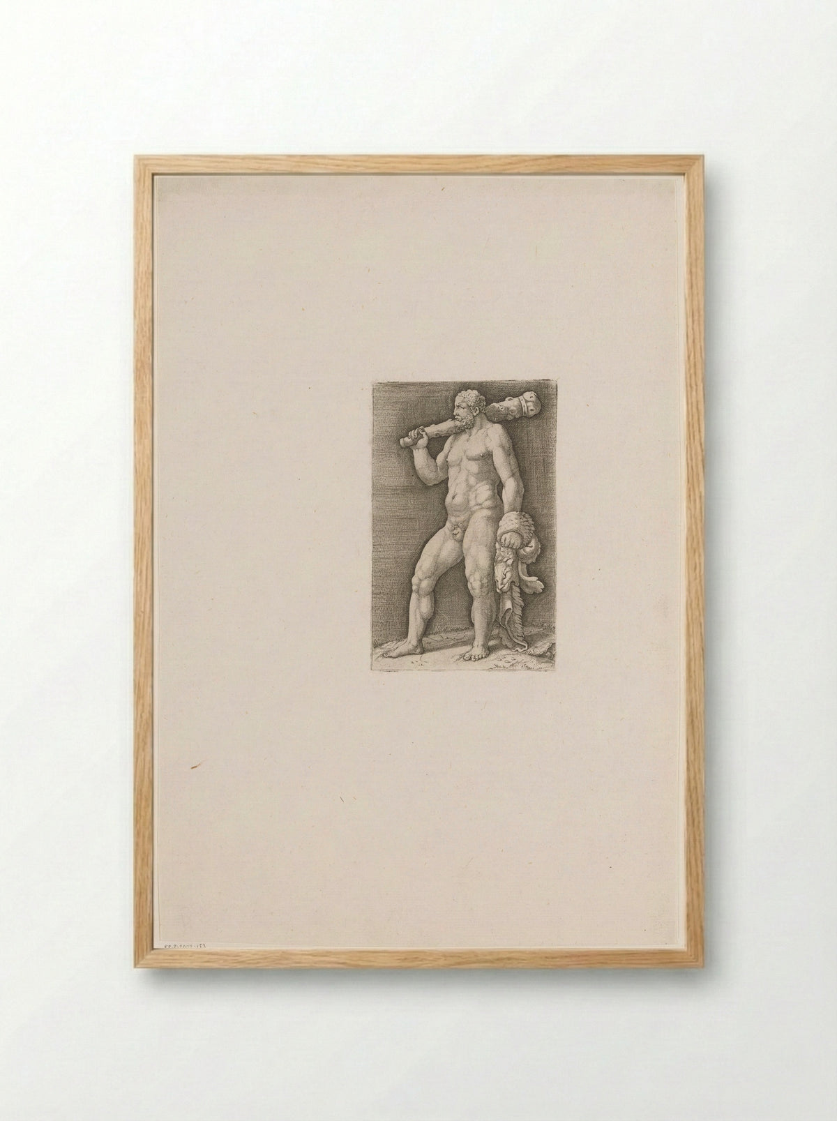 Hercules with Club and Lion Skin - Adamo Scultori - Framed Print Wood
