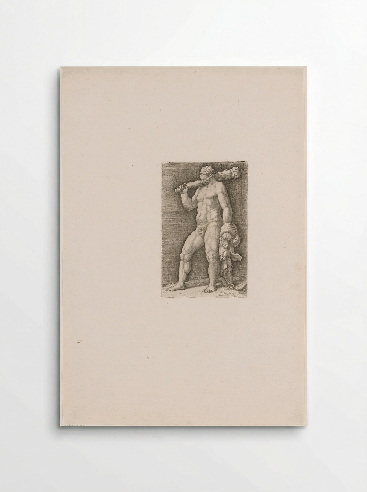 Hercules with Club and Lion Skin - Adamo Scultori - Poster