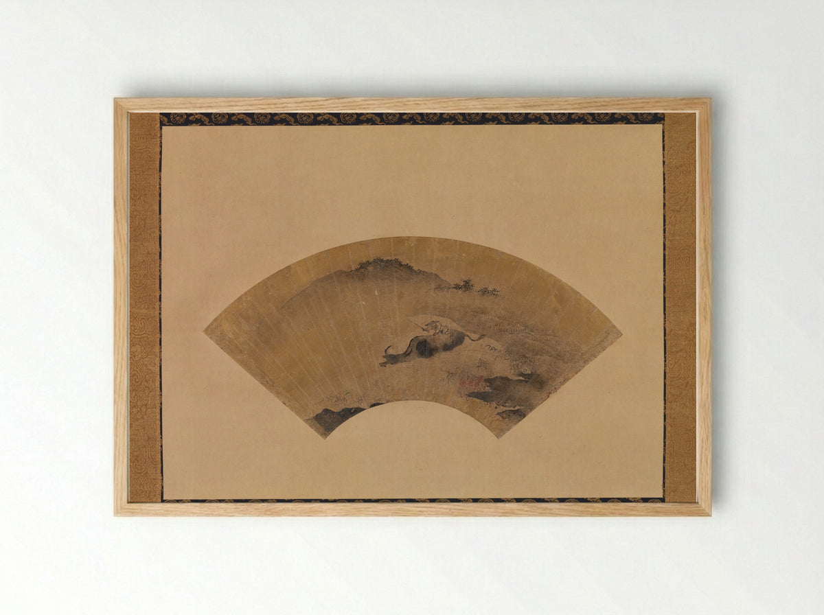 Herd Boy with Ox - Kano Masanobu - Framed Print Wood