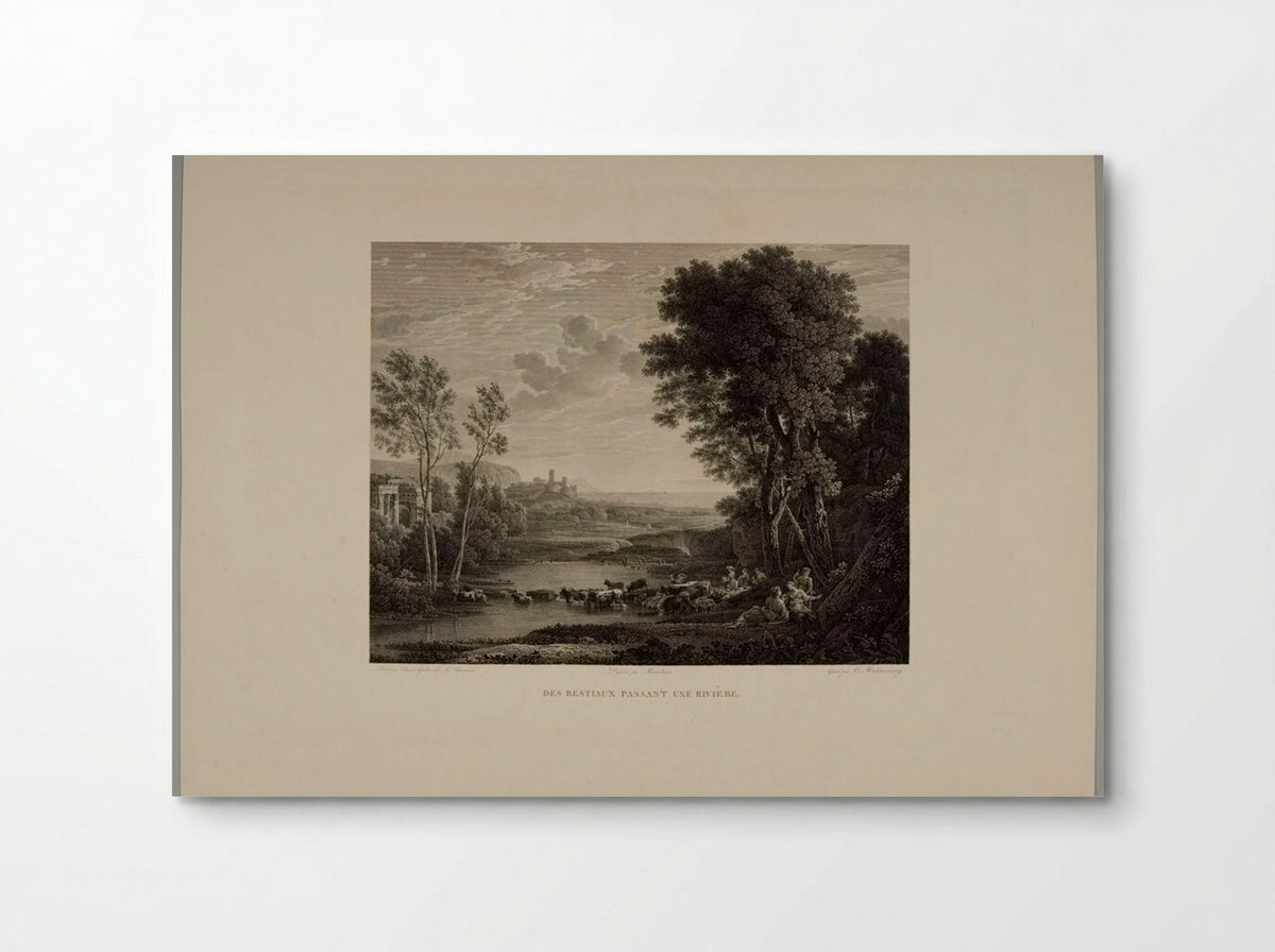 Herd of Cattle Fording a River - Christian Haldenwang - Poster