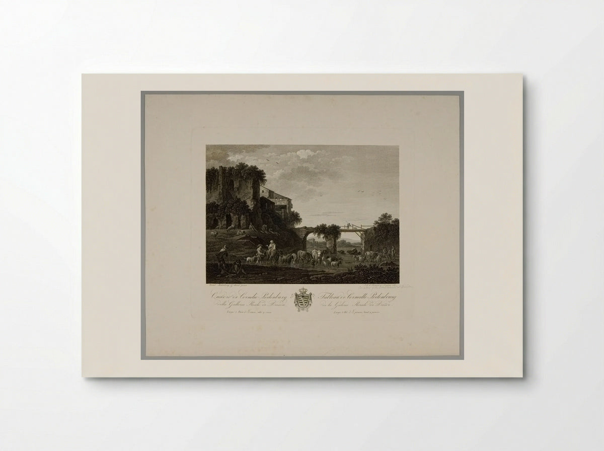Herd of Cattle in a Stream - Johann Gottlieb Abraham Frenzel - Poster