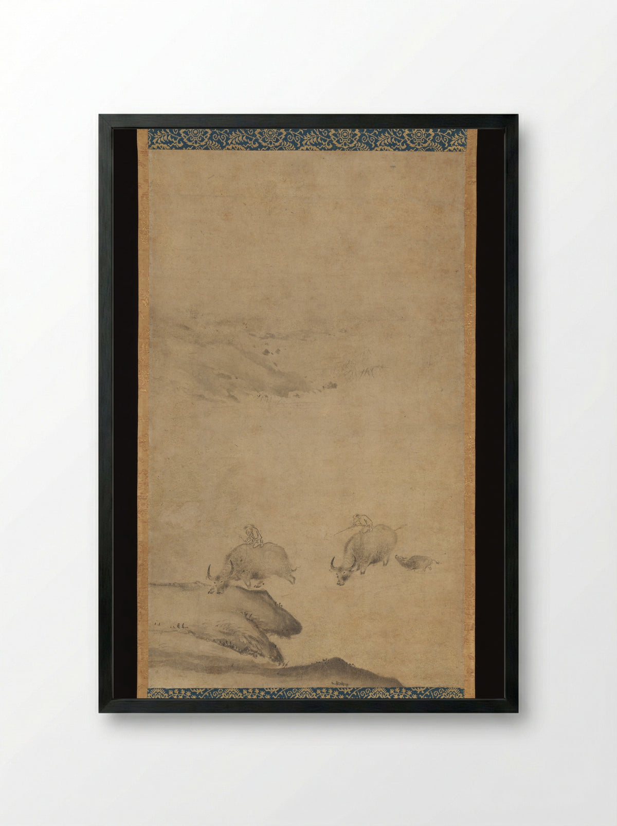 Herdboys and Buffalos - Kaō - Framed Print Black