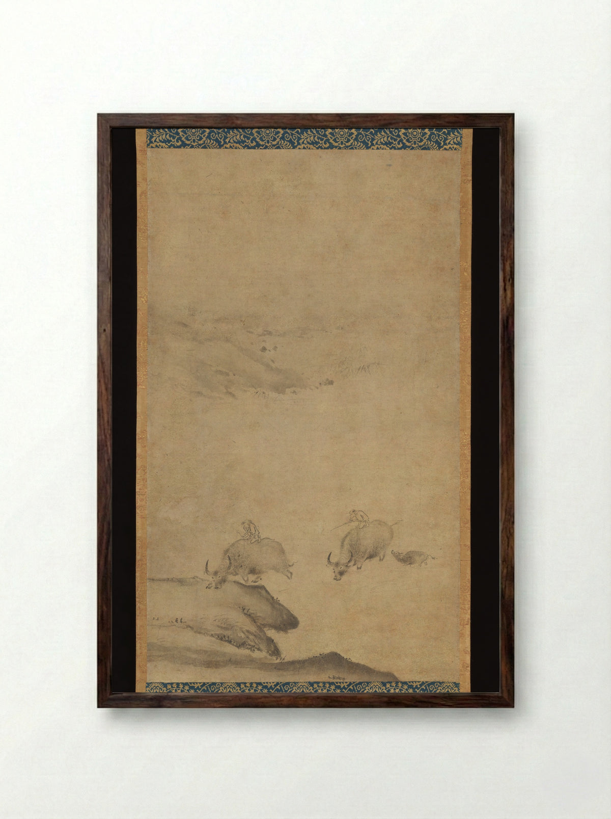 Herdboys and Buffalos - Kaō - Framed Print Dark Wood